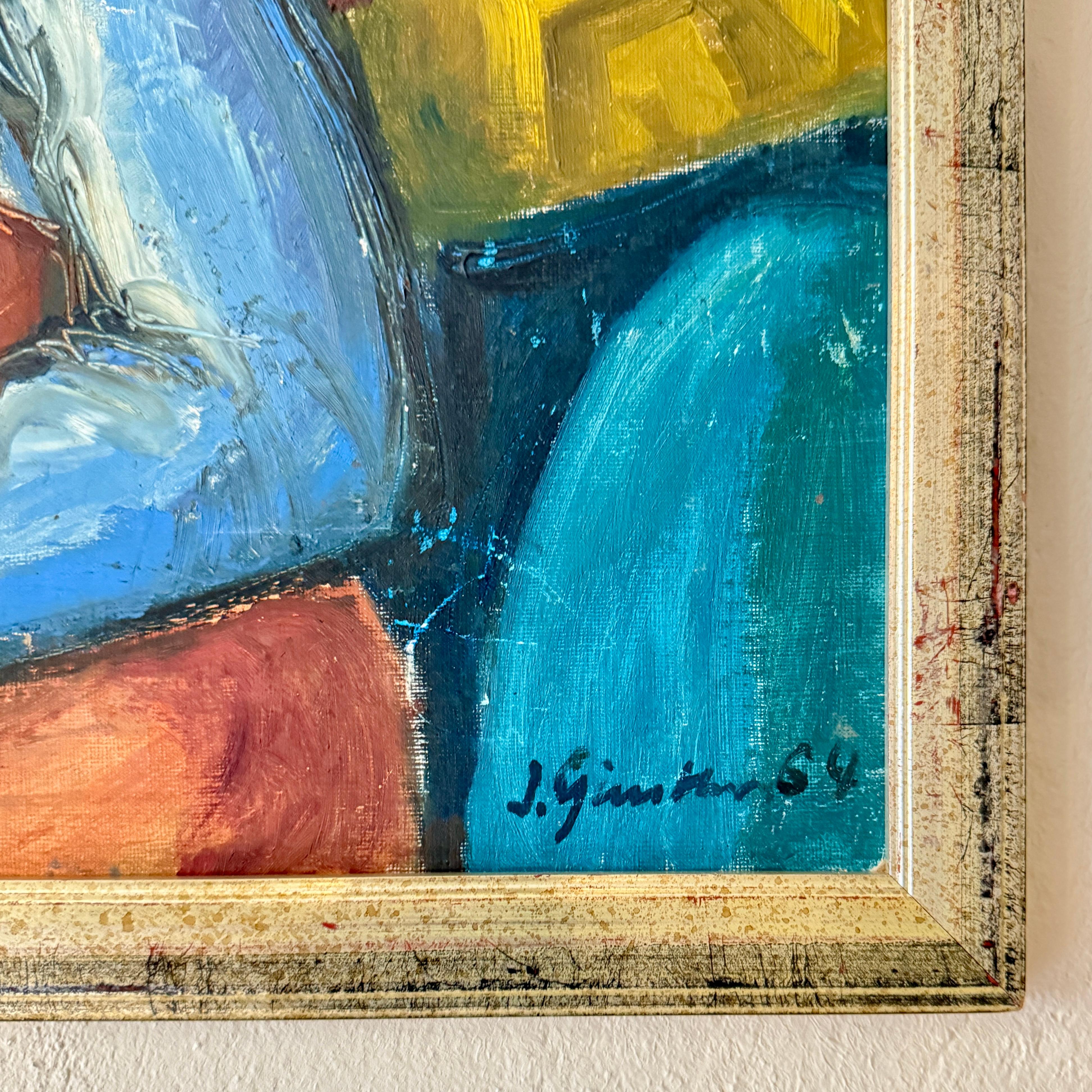 1964 Portrait expressionniste d'une jeune fille  Peinture figurative du milieu du siècle Bon état - En vente à Berlin, DE