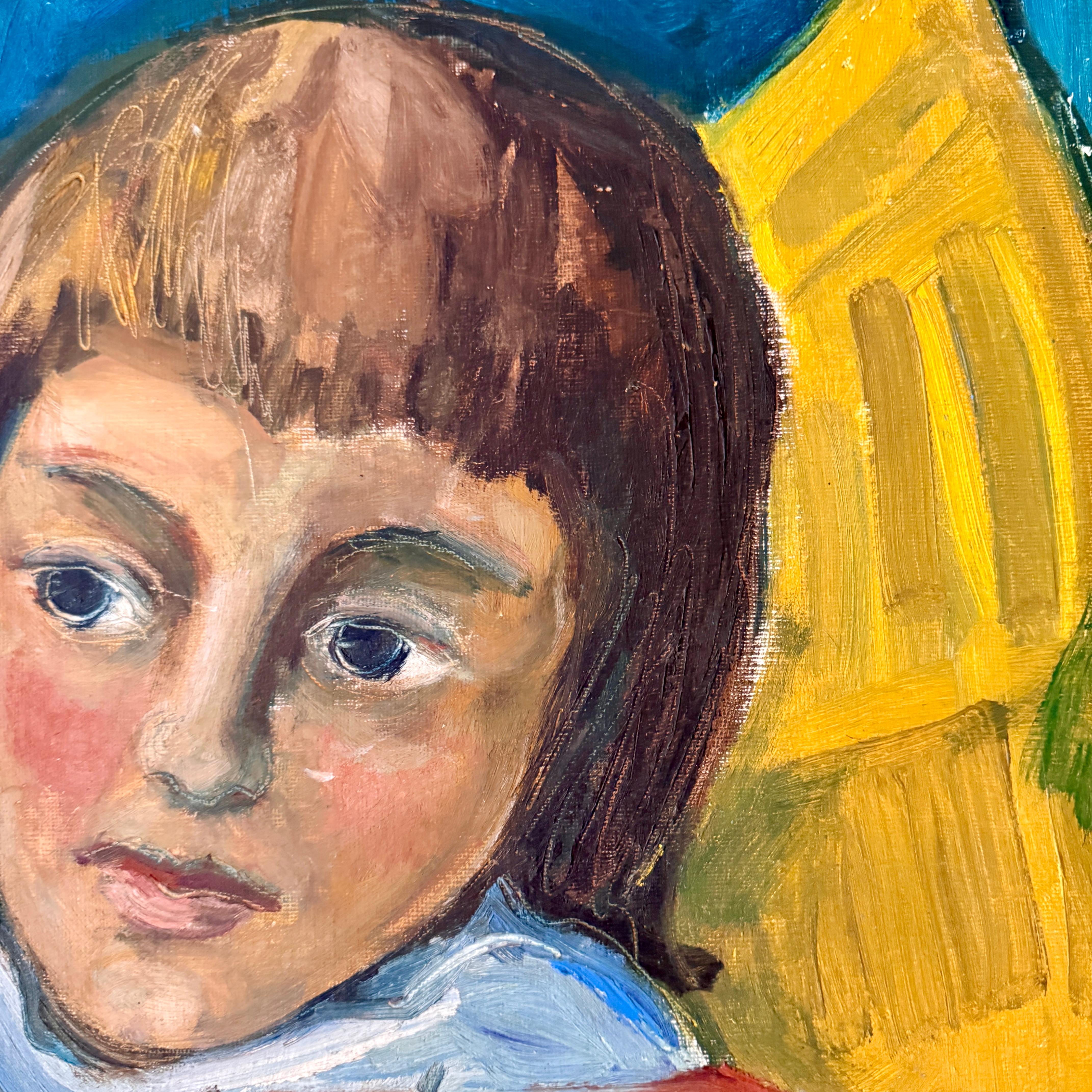 1964 Portrait expressionniste d'une jeune fille  Peinture figurative du milieu du siècle en vente 3