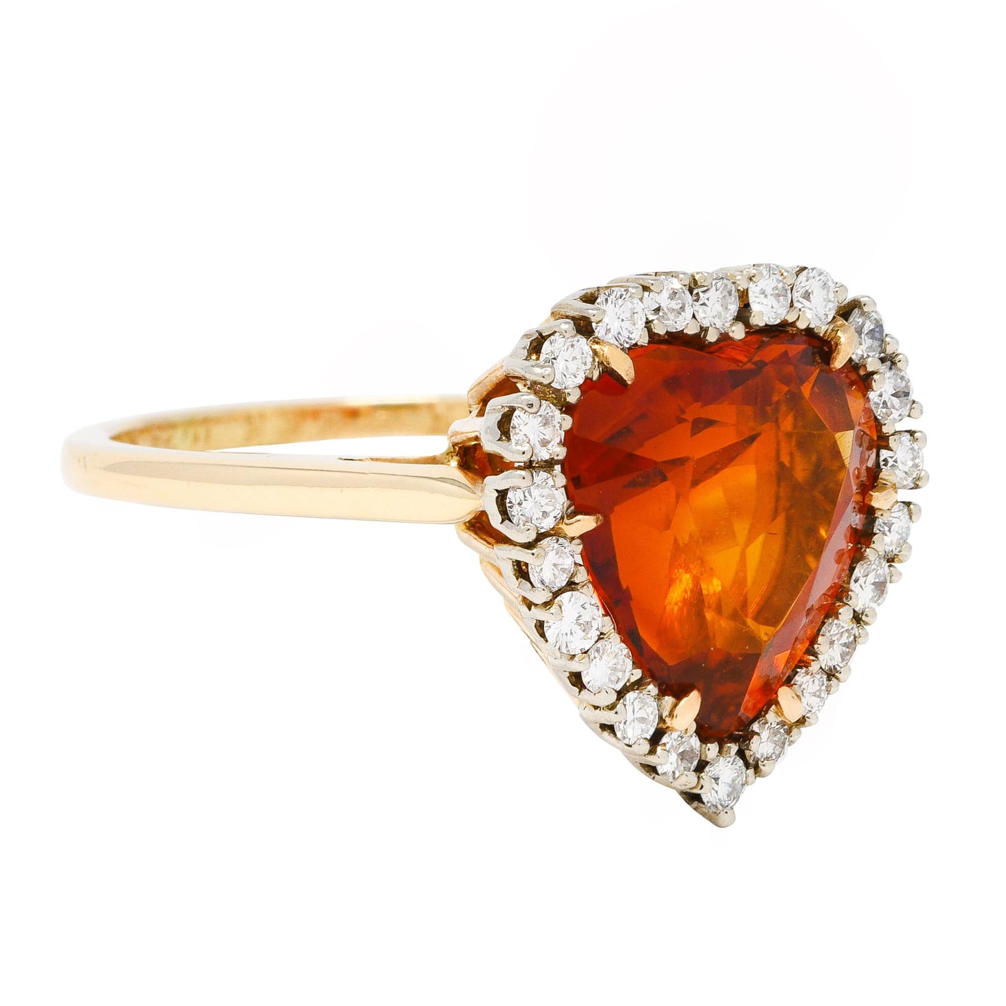 Modern 1964 F. & F. Felger Citrine Diamond 14 Karat Two-Tone Gold Heart Halo Ring