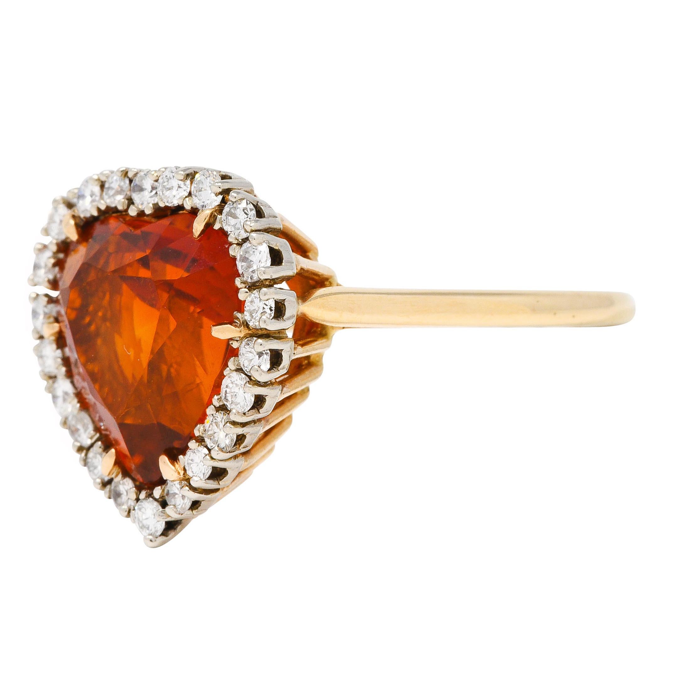 Women's or Men's 1964 F. & F. Felger Citrine Diamond 14 Karat Two-Tone Gold Heart Halo Ring