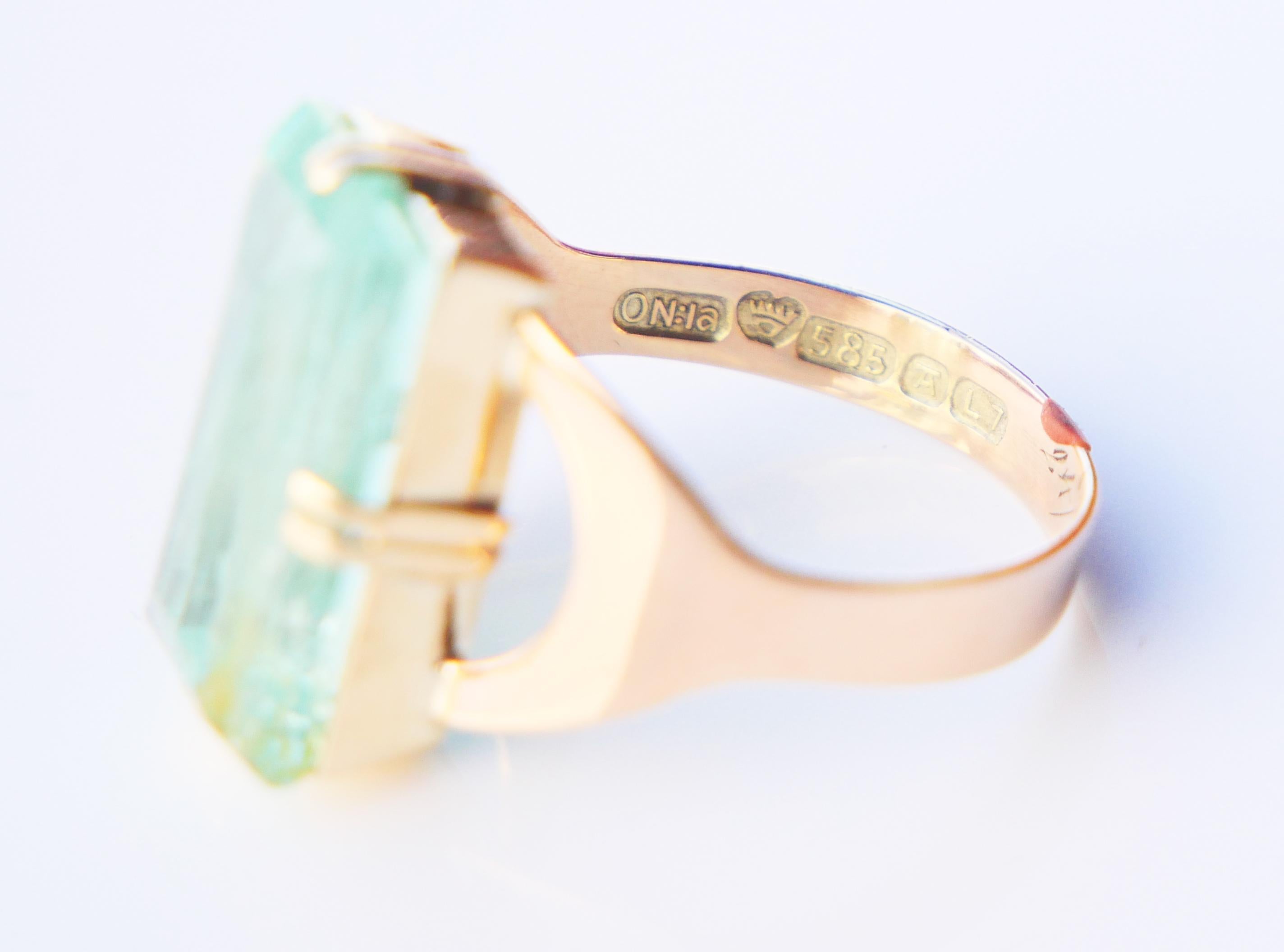 1964 Finish Ring 7.5 ct Emerald solid 14K Gold ØUS 6.25 / 3.7 gr For Sale 8