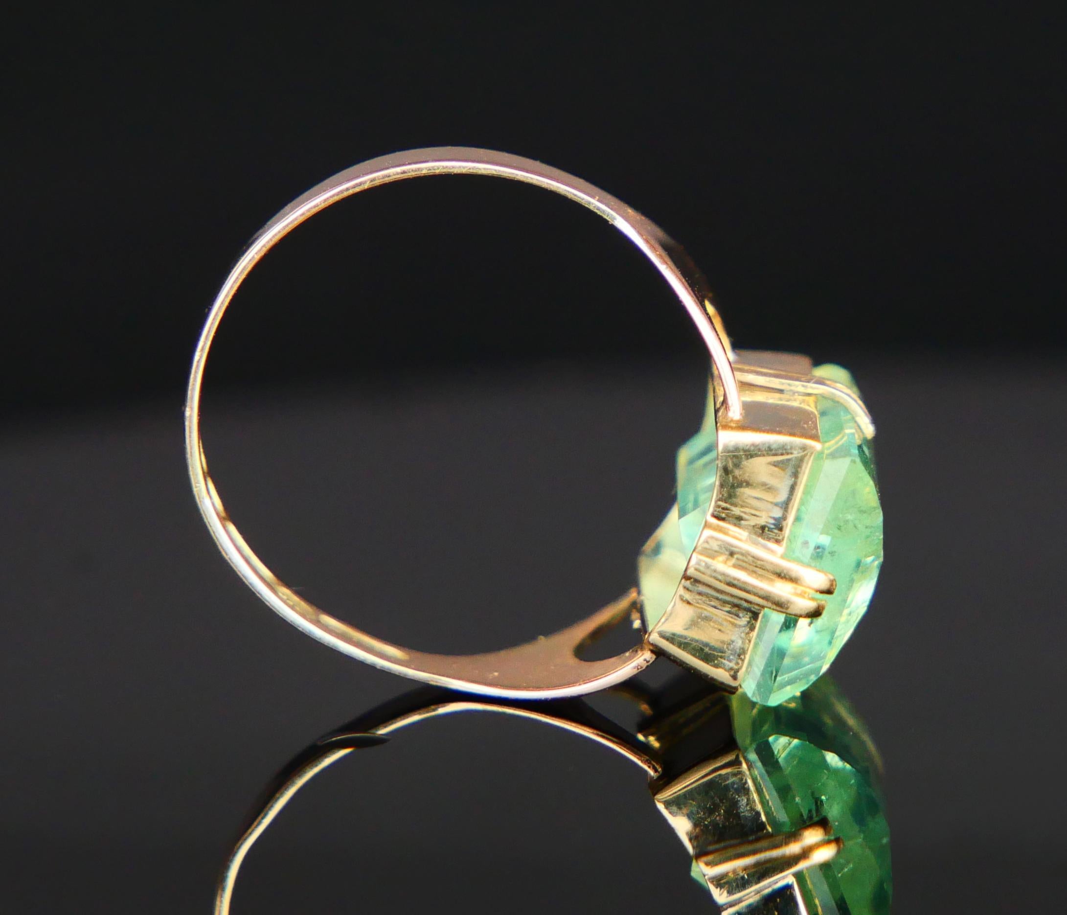 Emerald Cut 1964 Finish Ring 7.5 ct Emerald solid 14K Gold ØUS 6.25 / 3.7 gr For Sale