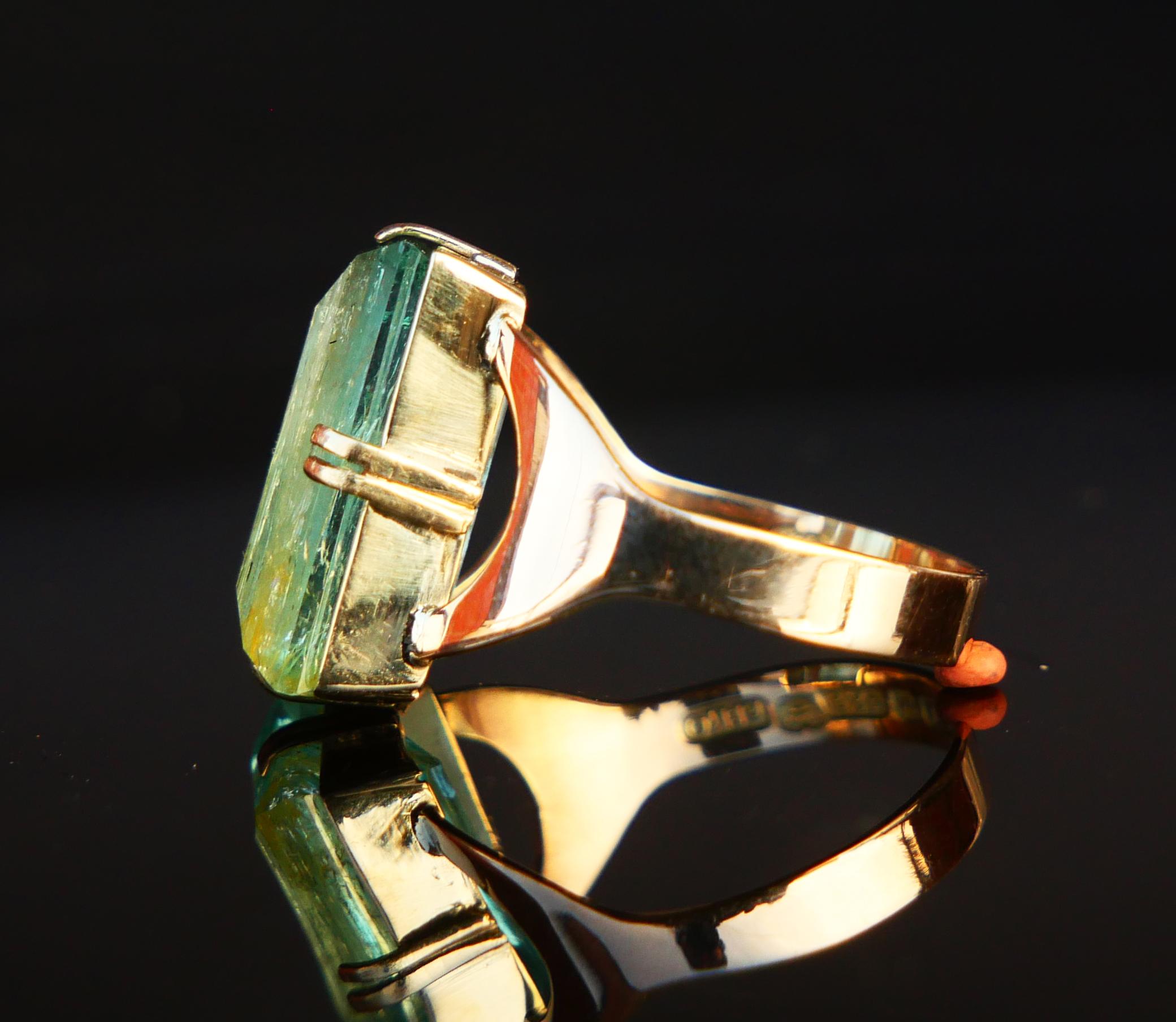 1964 Finish Ring 7.5 ct Emerald solid 14K Gold ØUS 6.25 / 3.7 gr For Sale 1