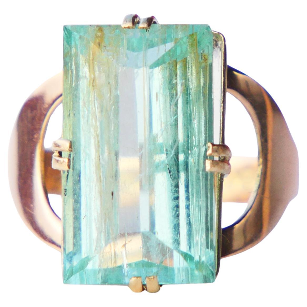 1964 Finish Ring 7.5 ct Emerald solid 14K Gold ØUS 6.25 / 3.7 gr For Sale
