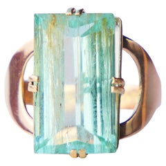 Vintage 1964 Finish Ring 7.5 ct Emerald solid 14K Gold ØUS 6.25 / 3.7 gr