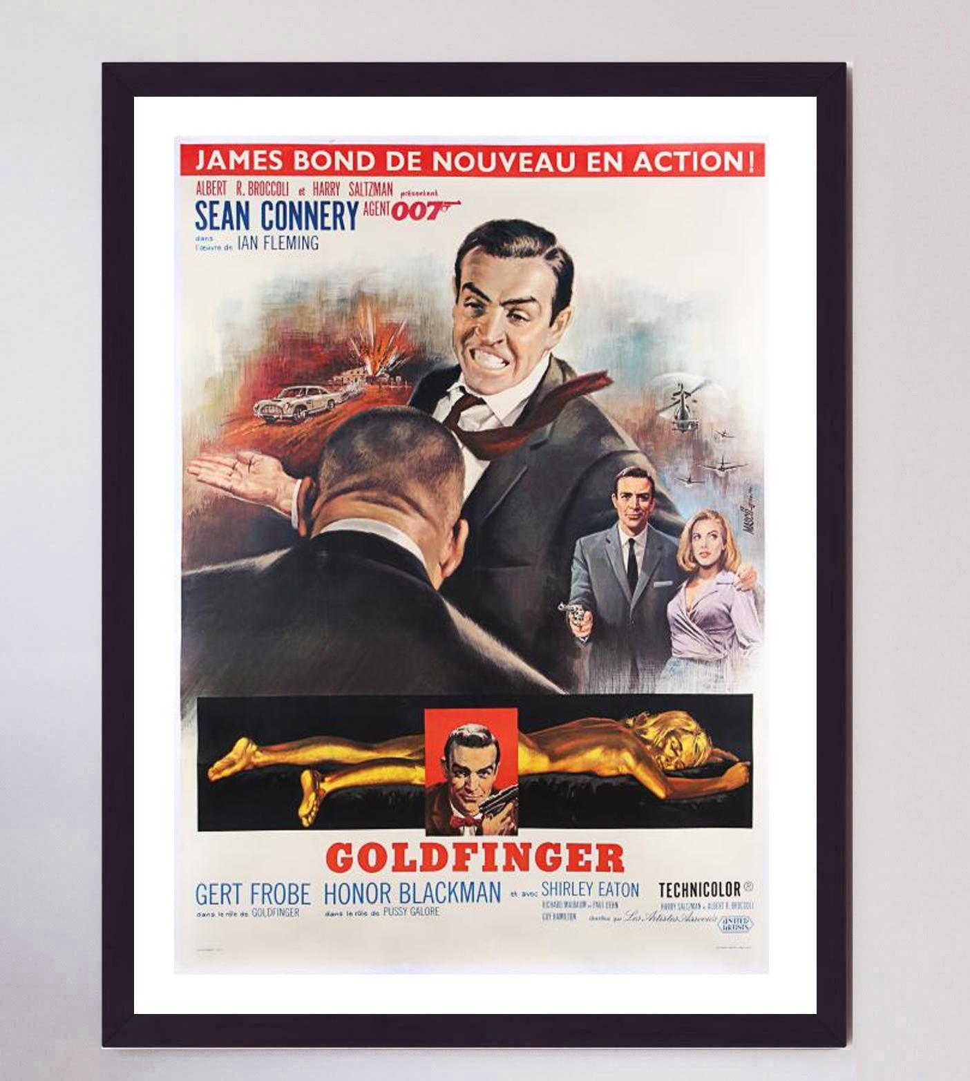 Milieu du XXe siècle Affiche vintage d'origine French Goldfinger de 1964 en vente