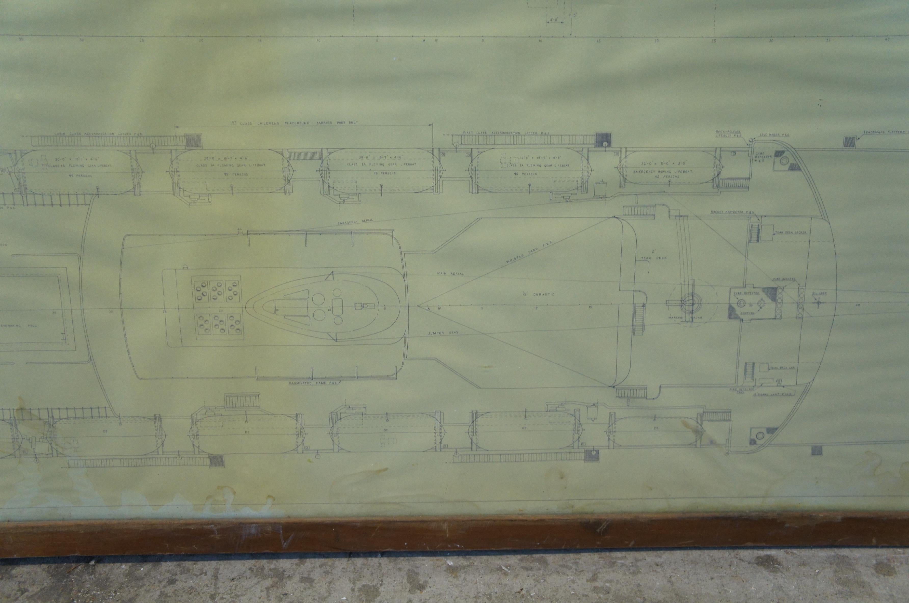 1964 Harland & Wolff Boat Ship Martime Naval Blueprint Diagram Rigging Plans 1