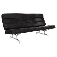 1964 Herman Miller Eames 3473 Three Seat Sofa with Black Nubuck Leather