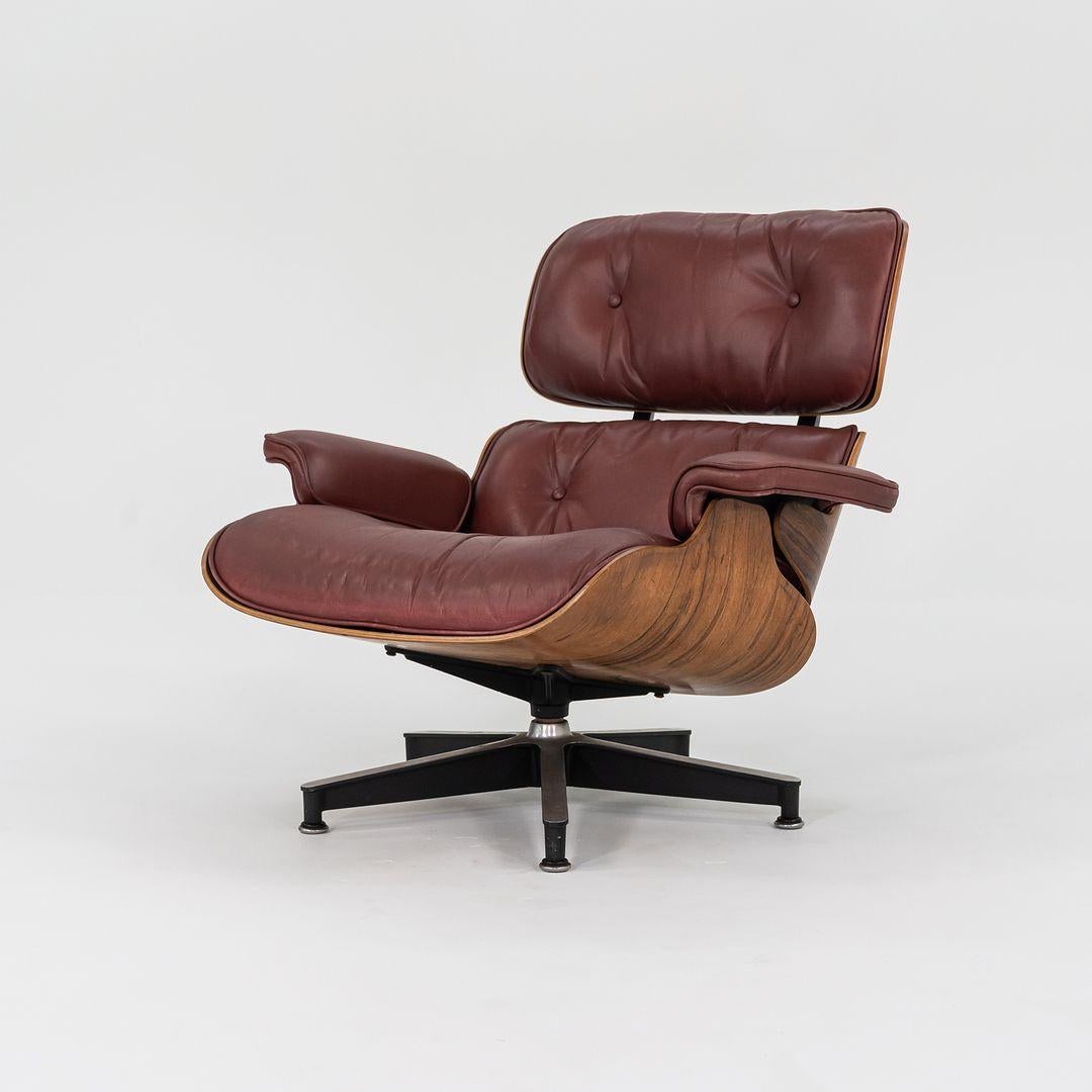Aluminum 1964 Herman Miller Eames Lounge Chair & Ottoman Rosewood w/ Leather Upholstery For Sale