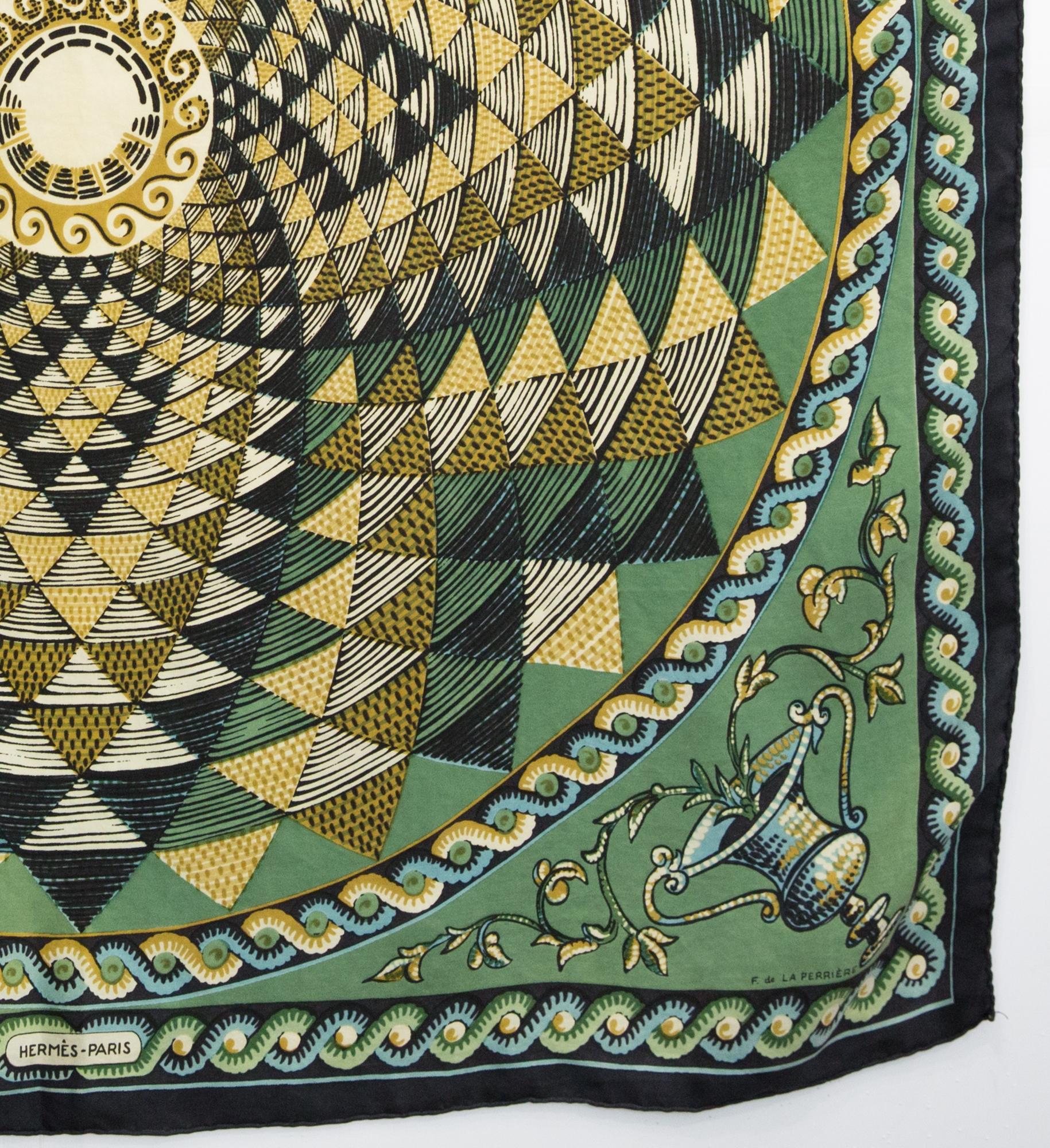 1964 Hermes Corinthe  by F de la Perriere Foulard en soie 1