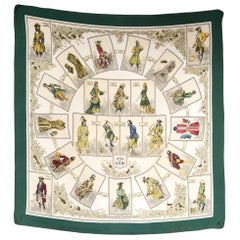 1964 Hermes Green La Tenue de Venerie by Charles-Jean Hallo Silk Scarf