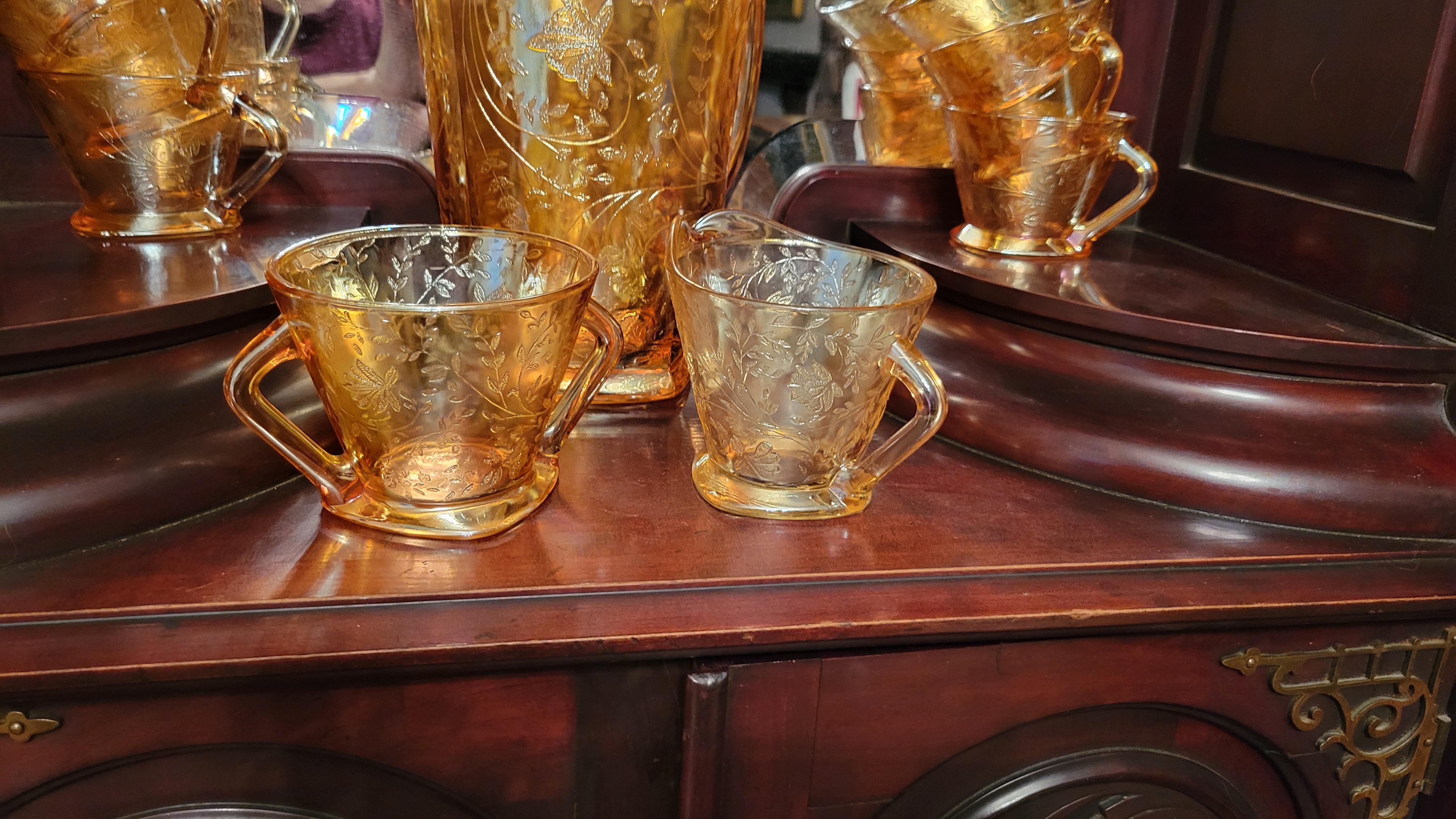 1964 Jeannette Floragold Service de verres irisés - 13 pièces en vente 4