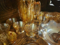 1964 Jeannette Floragold Iridescent Glassware Set - 13 pieces