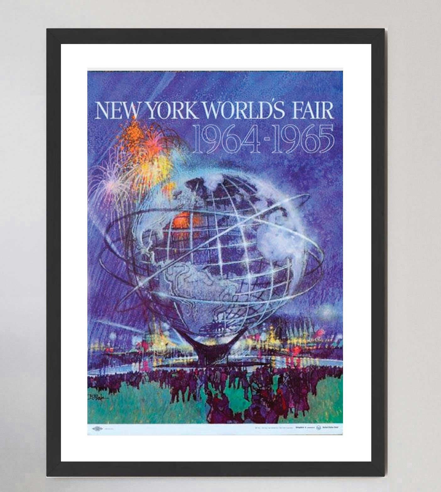 Milieu du XXe siècle Affiche vintage originale de l'Exposition universelle de New York de 1964 en vente