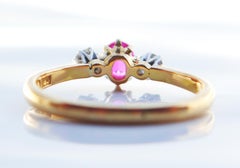 1964 Bague nordique 0.3 ct Rubis 0.22ctw Diamants or massif 18K Ø 7.5 US/ 2.5gr