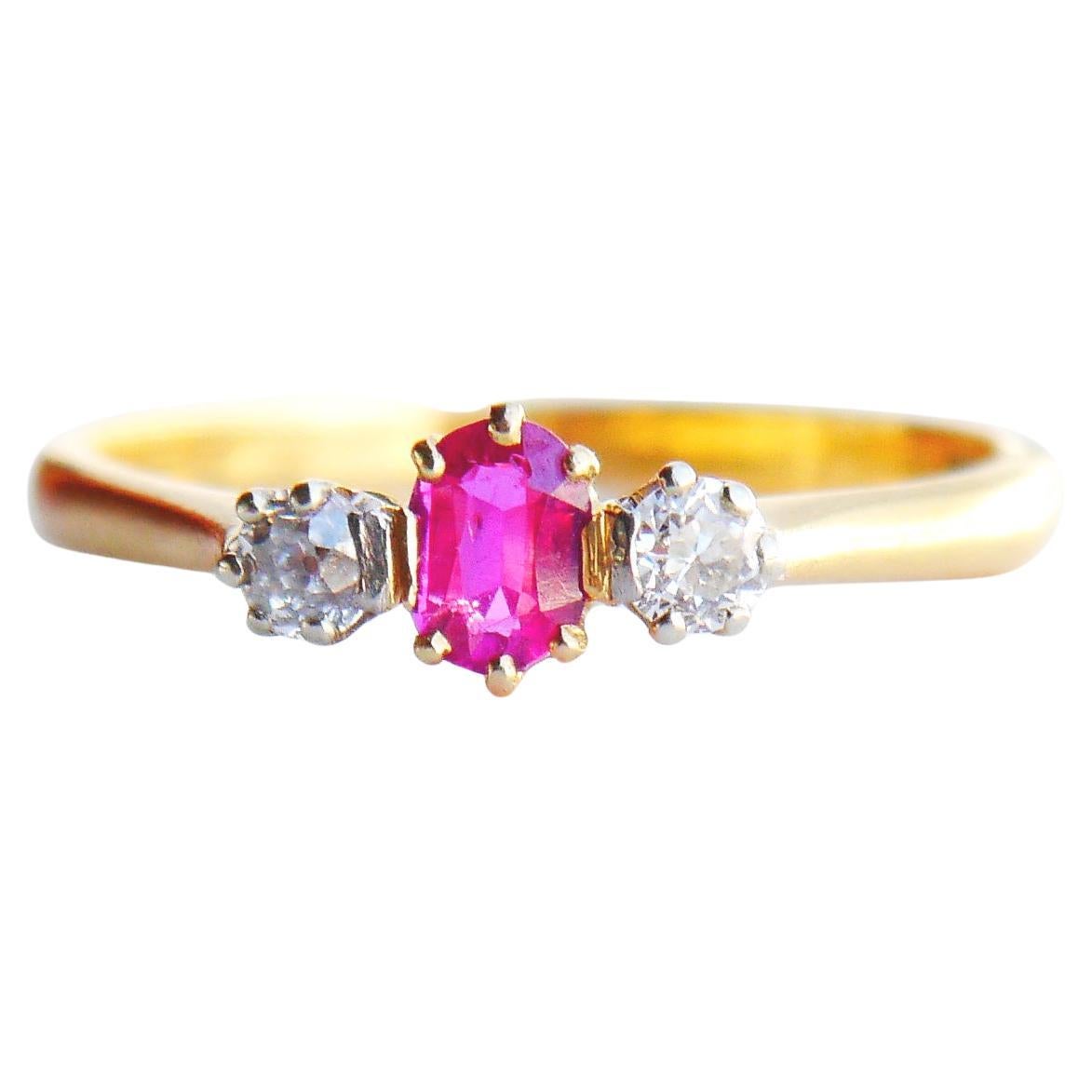 1964 Nordic Ring 0.3 ct Ruby 0.22ctw Diamonds solid 18K Gold Ø 7.5 US/ 2.5gr For Sale