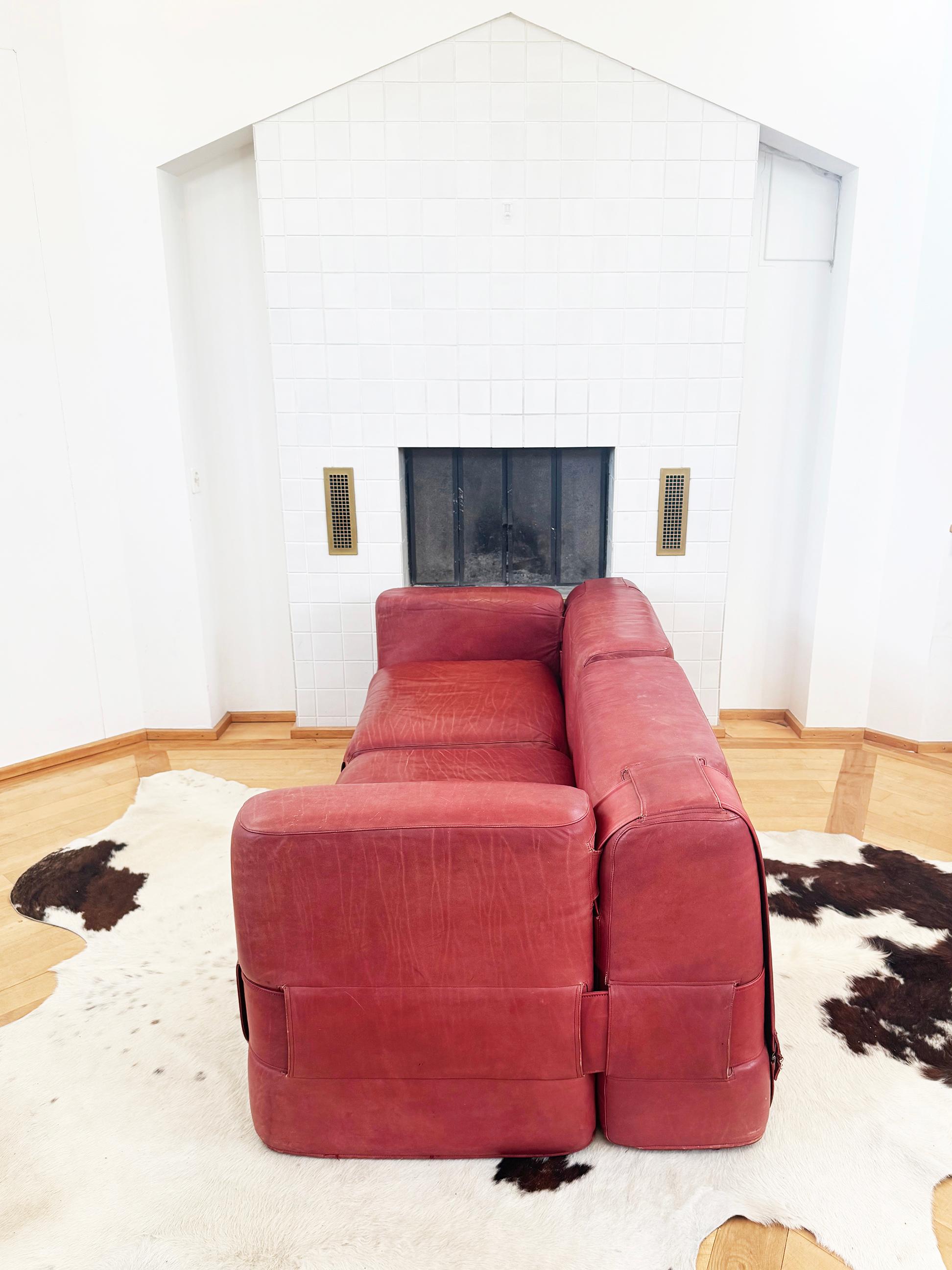 1964 Original 932-Quartet Canapé sectionnel en cuir Mario Bellini pour Cassina 2pcs en vente 3