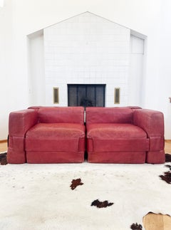 1964 Originale 932-Quartet Divano in pelle Mario Bellini per Cassina 2 pezzi