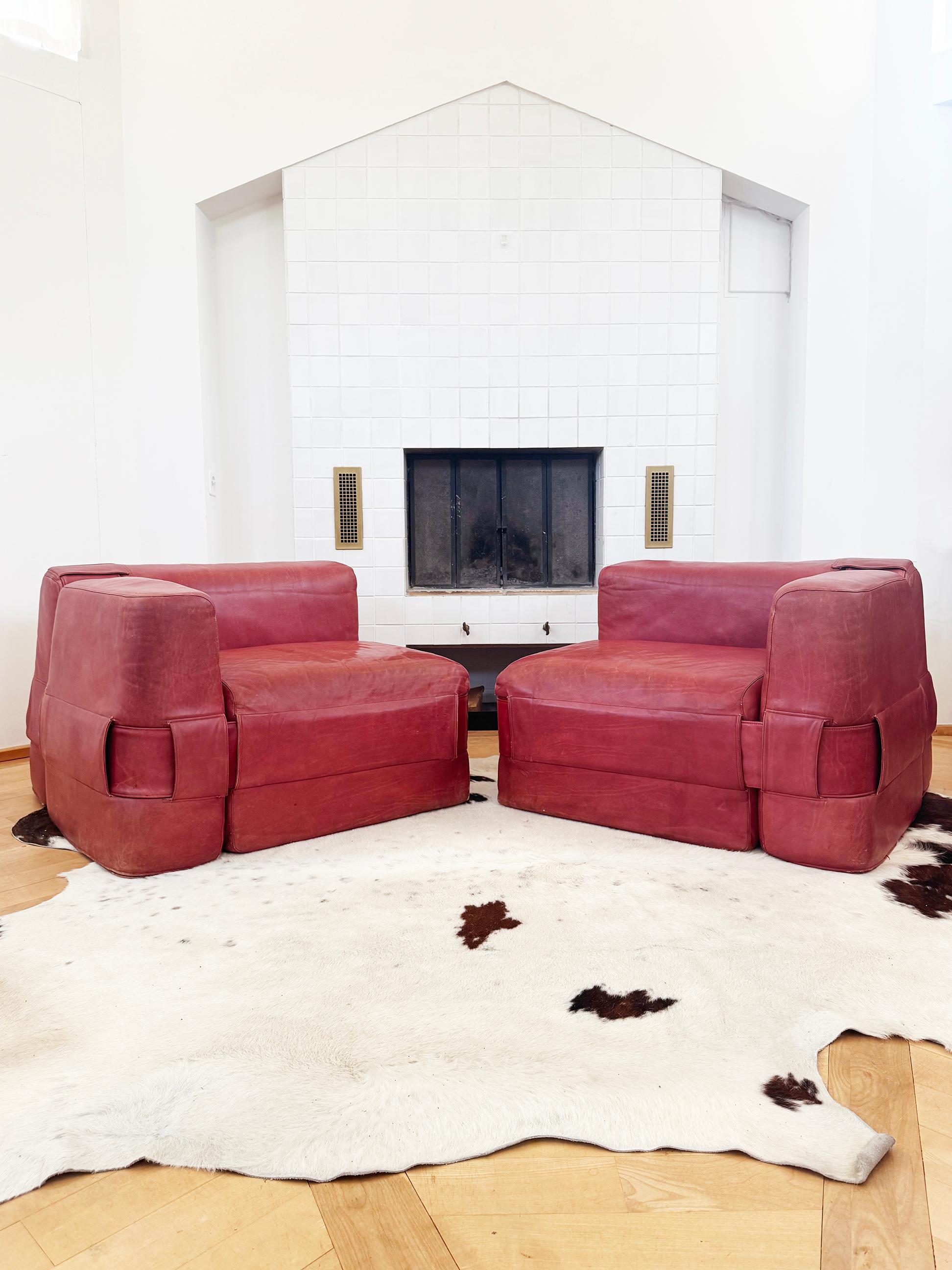 Mid-Century Modern 1964 Original 932-Quartet Canapé sectionnel en cuir Mario Bellini pour Cassina 2pcs en vente