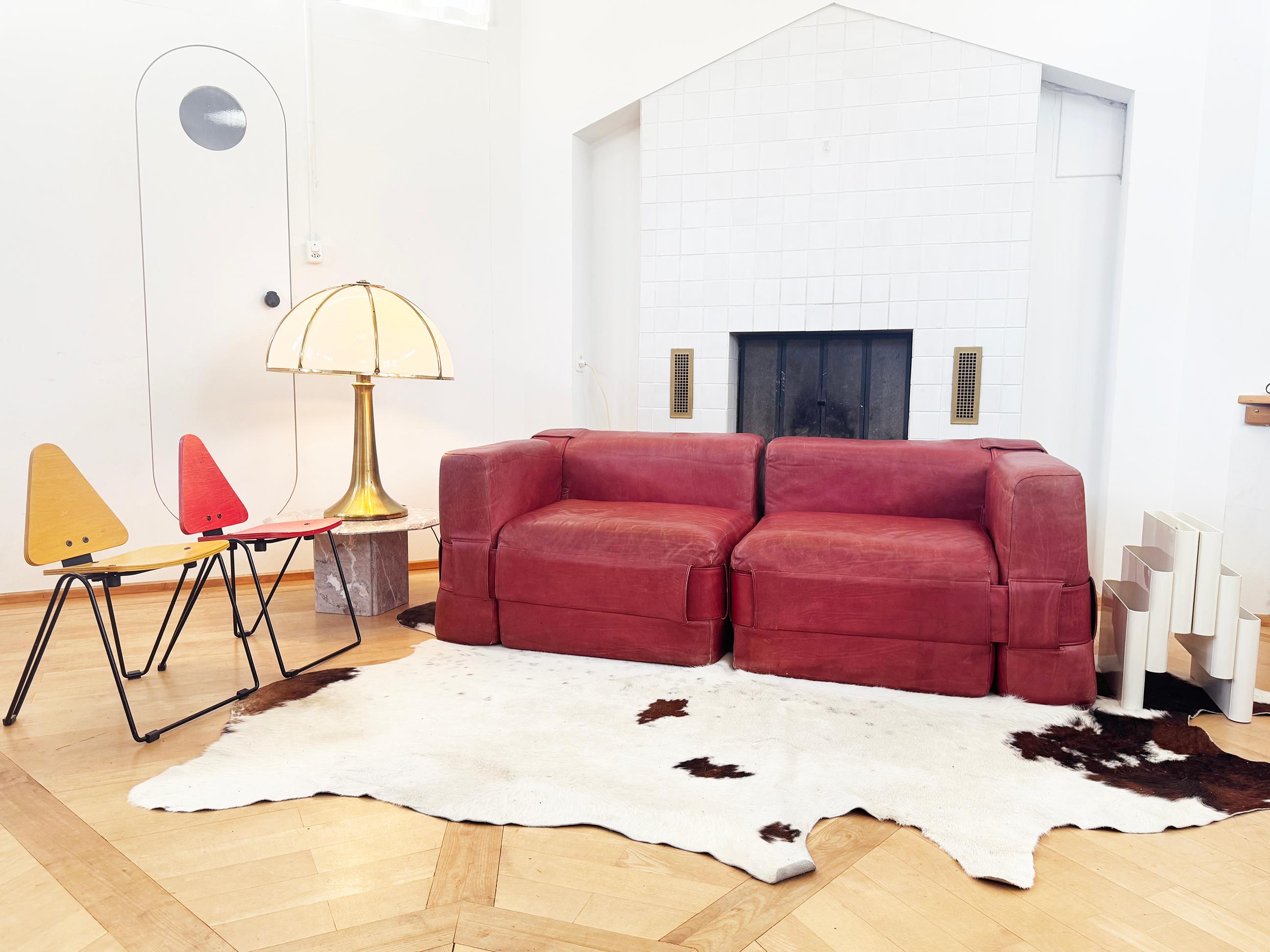 1964 Original 932-Quartet Canapé sectionnel en cuir Mario Bellini pour Cassina 2pcs en vente 1