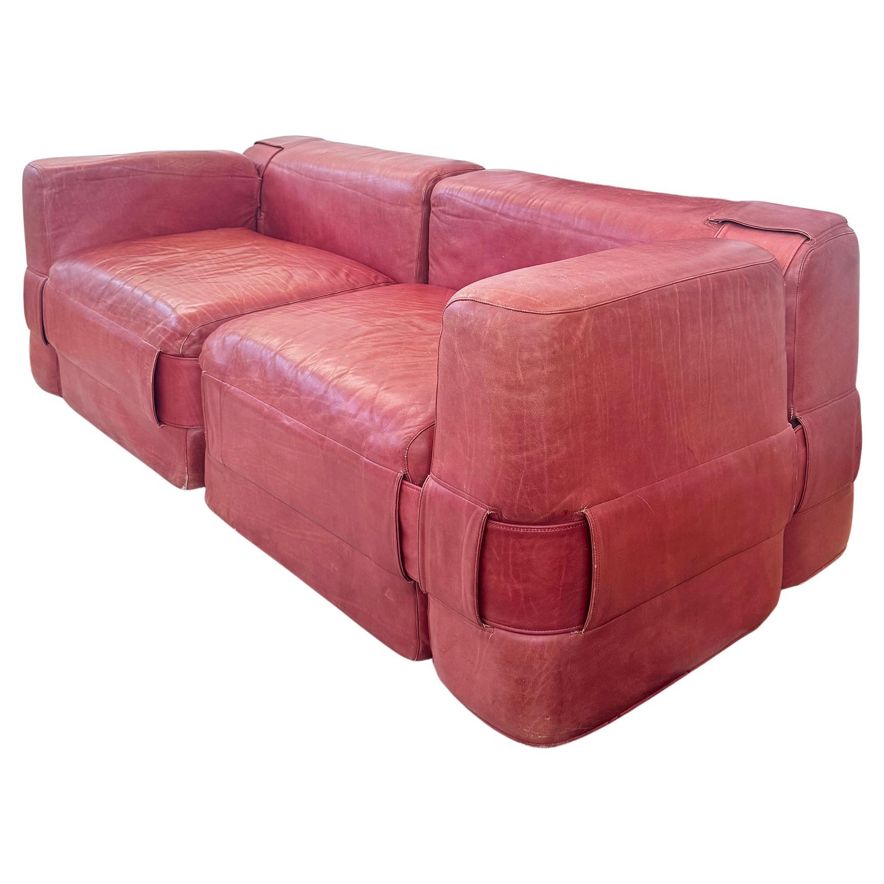 1964 Original 932-Quartet Leather Sofa Sectional Mario Bellini for Cassina 2pcs