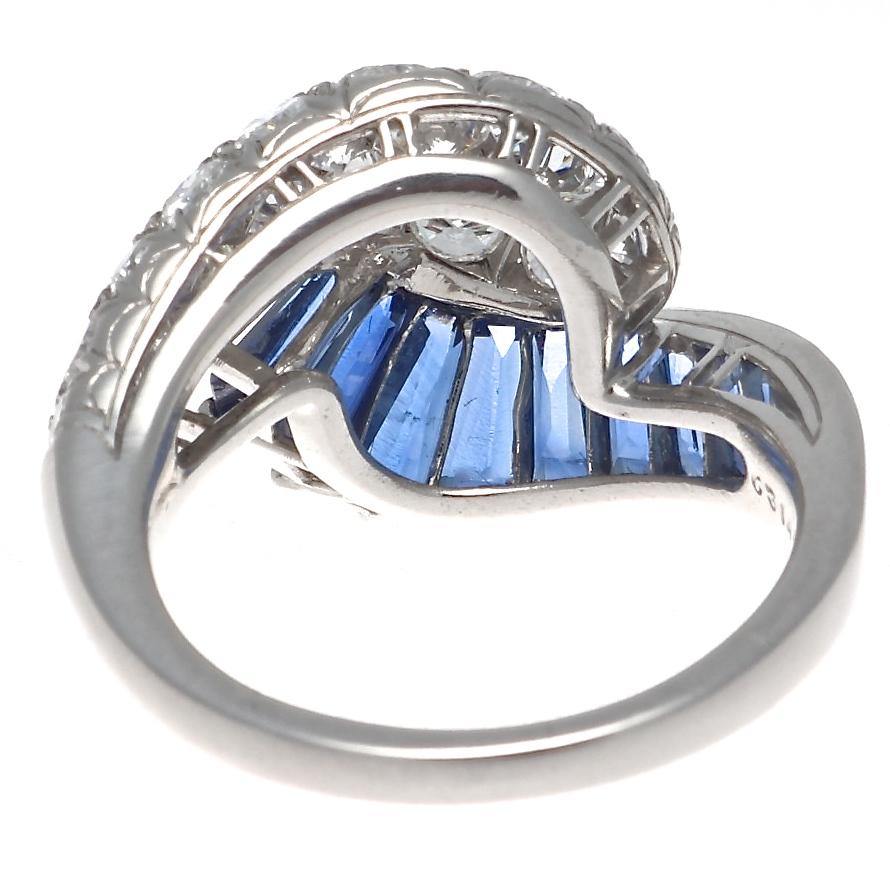 Women's 1964 Oscar Heyman Brothers Sapphire Diamond Platinum Ring