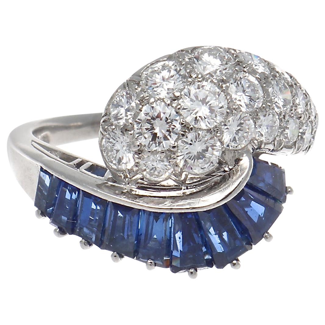 1964 Oscar Heyman Brothers Sapphire Diamond Platinum Ring