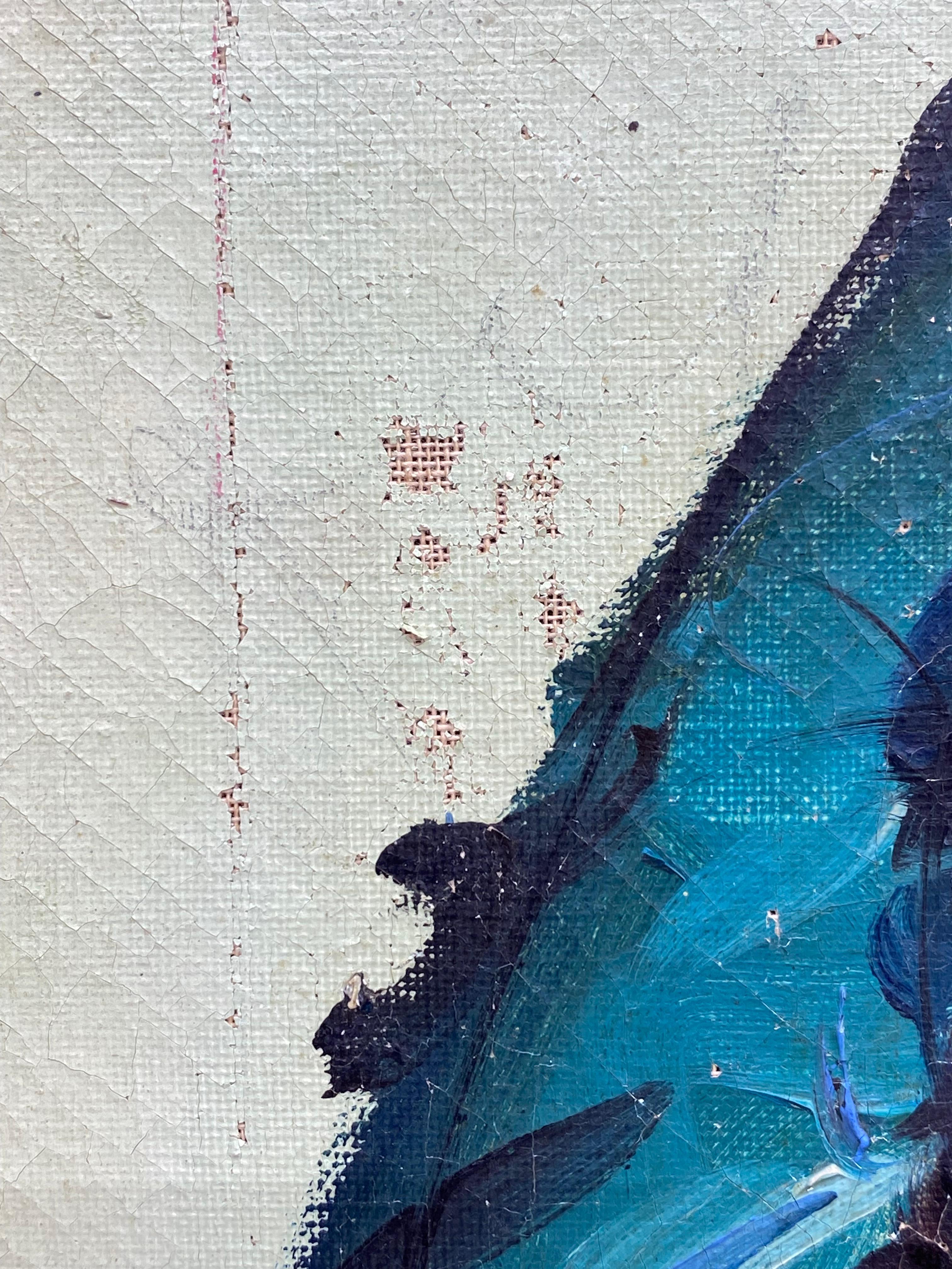 1964 Pinturas parisinas de niña y niño con ojos grandes, Pareja en venta 8