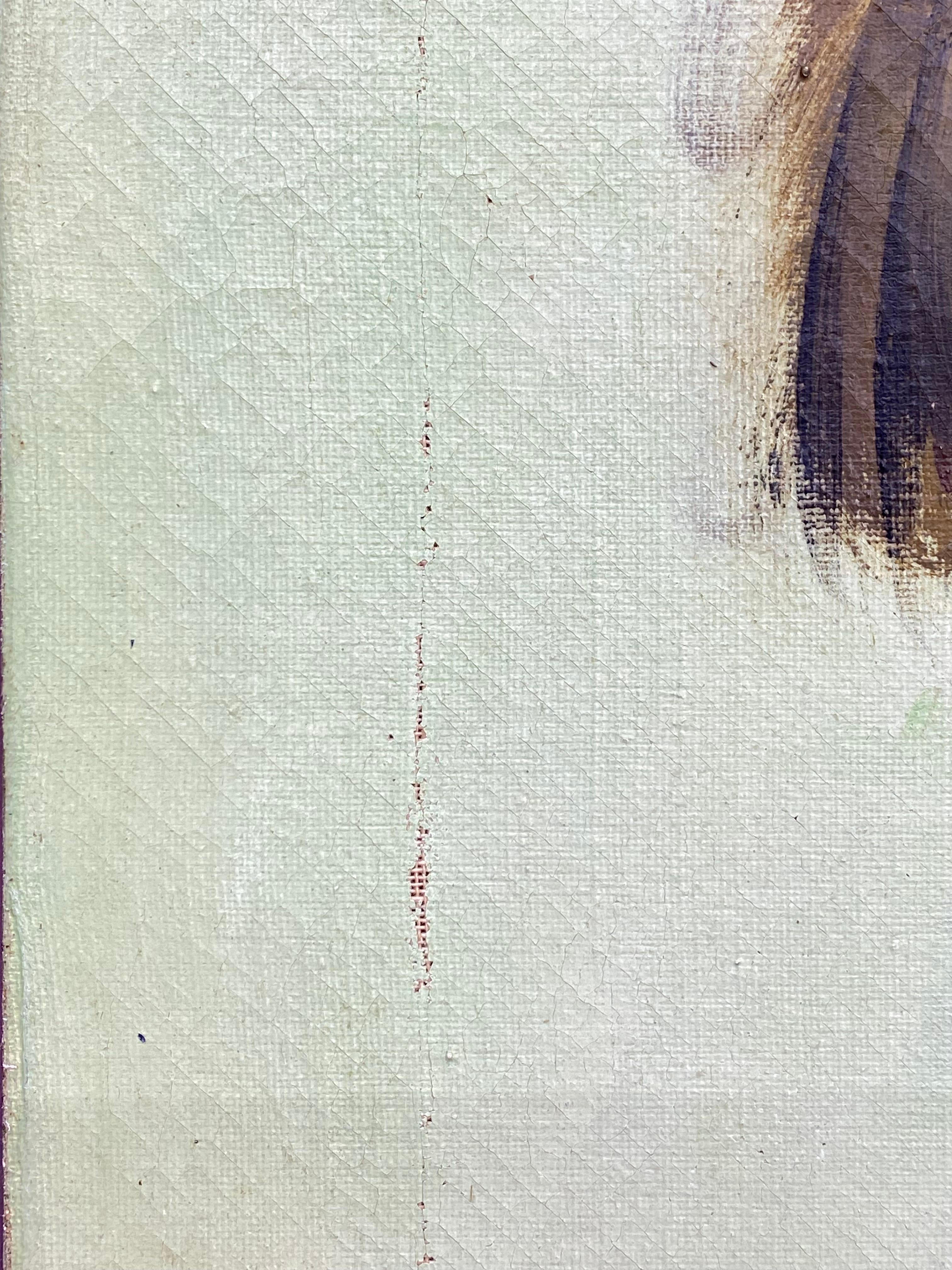 1964 Pinturas parisinas de niña y niño con ojos grandes, Pareja en venta 9