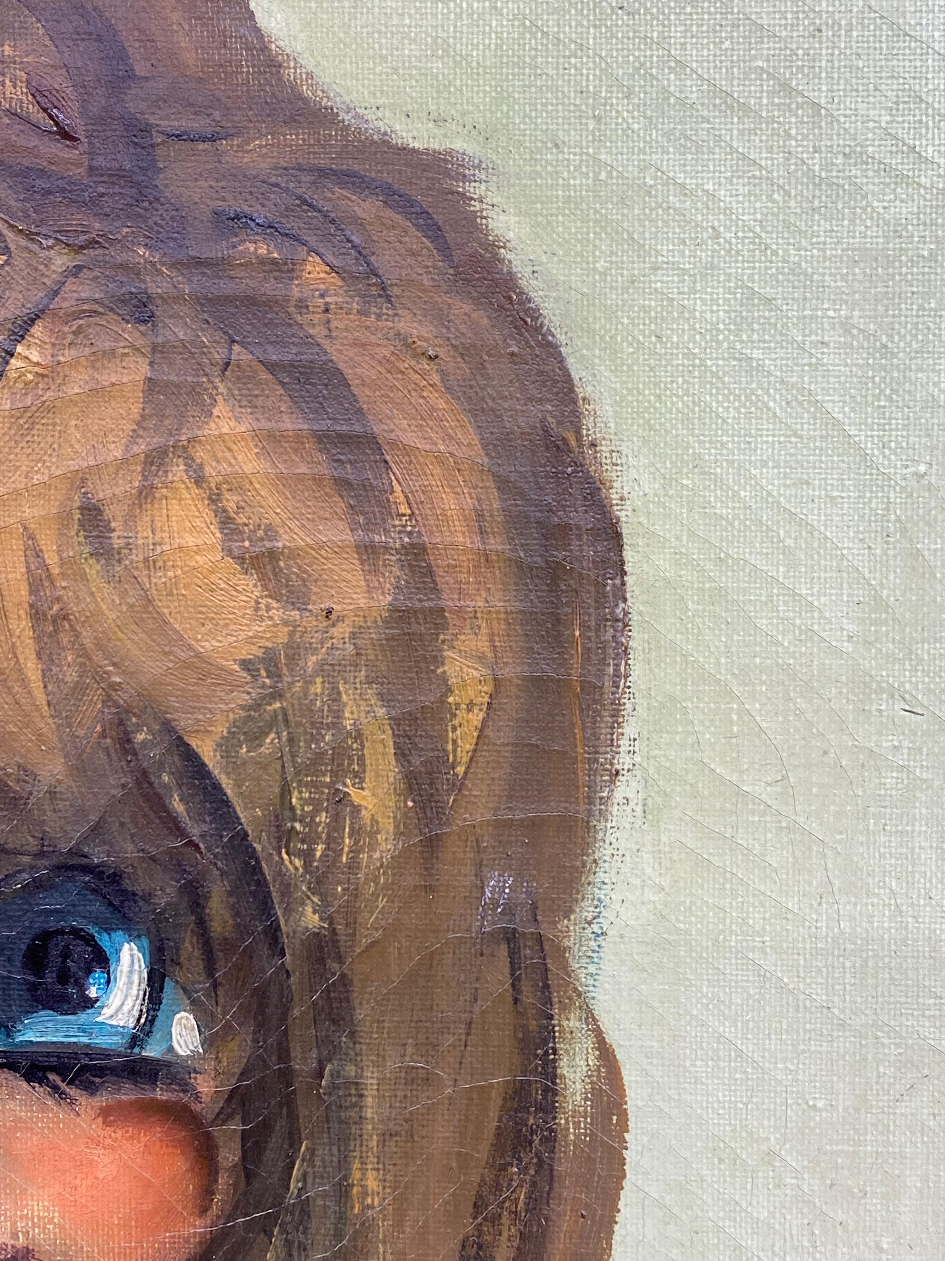 1964 Pinturas parisinas de niña y niño con ojos grandes, Pareja en venta 10