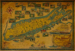 1964 Pictorial Map of Long Island by Catherine & E. Theodore Nelson