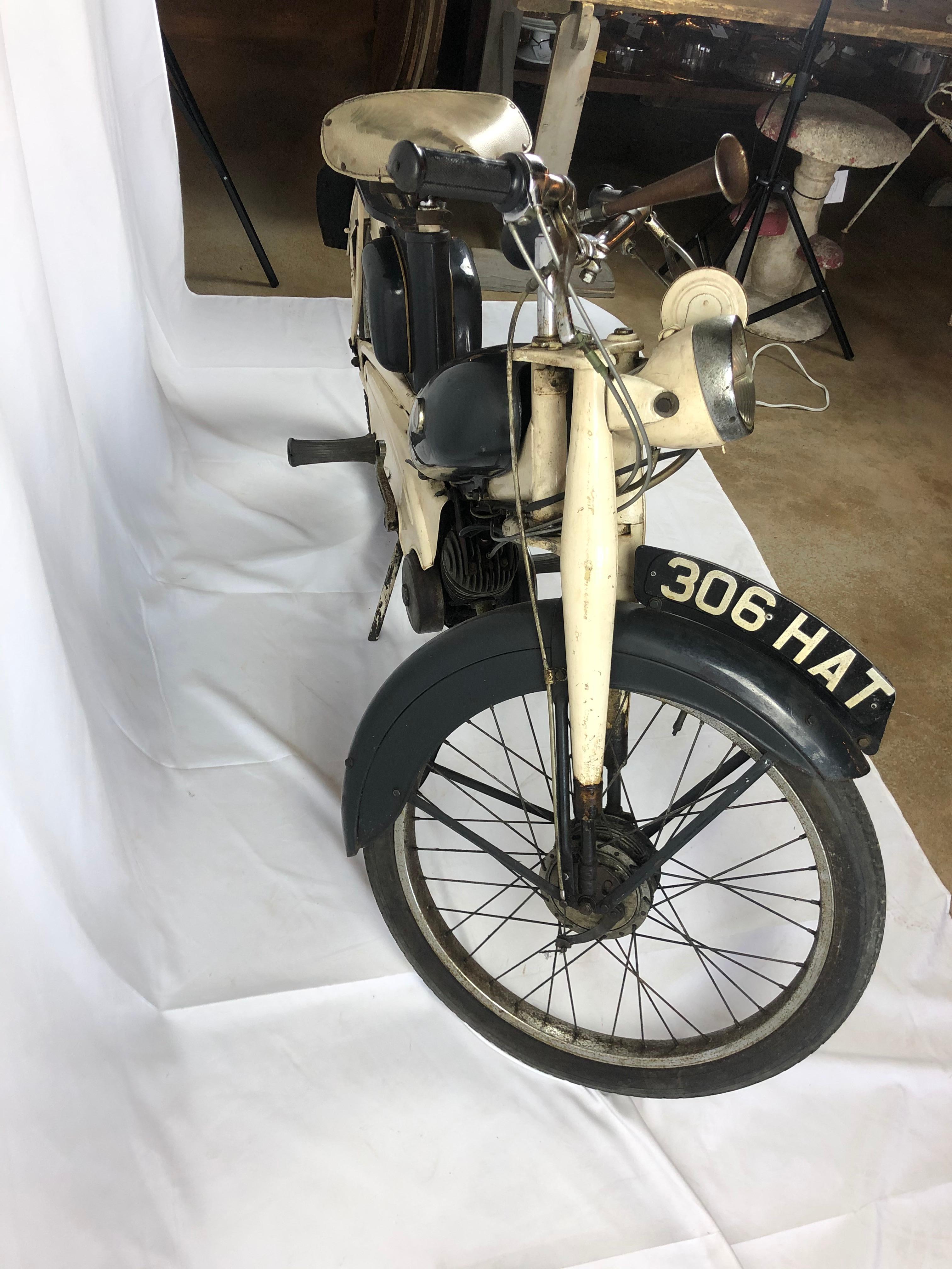 This is a 1964 Raleigh RM4 moped. The Raleigh Bicycle Company is a British bicycle manufacturer founded in 1885, it is one of the oldest and largest, bicycle companies in the world. Raleigh also produced motorcycles, mopeds and scooters under the