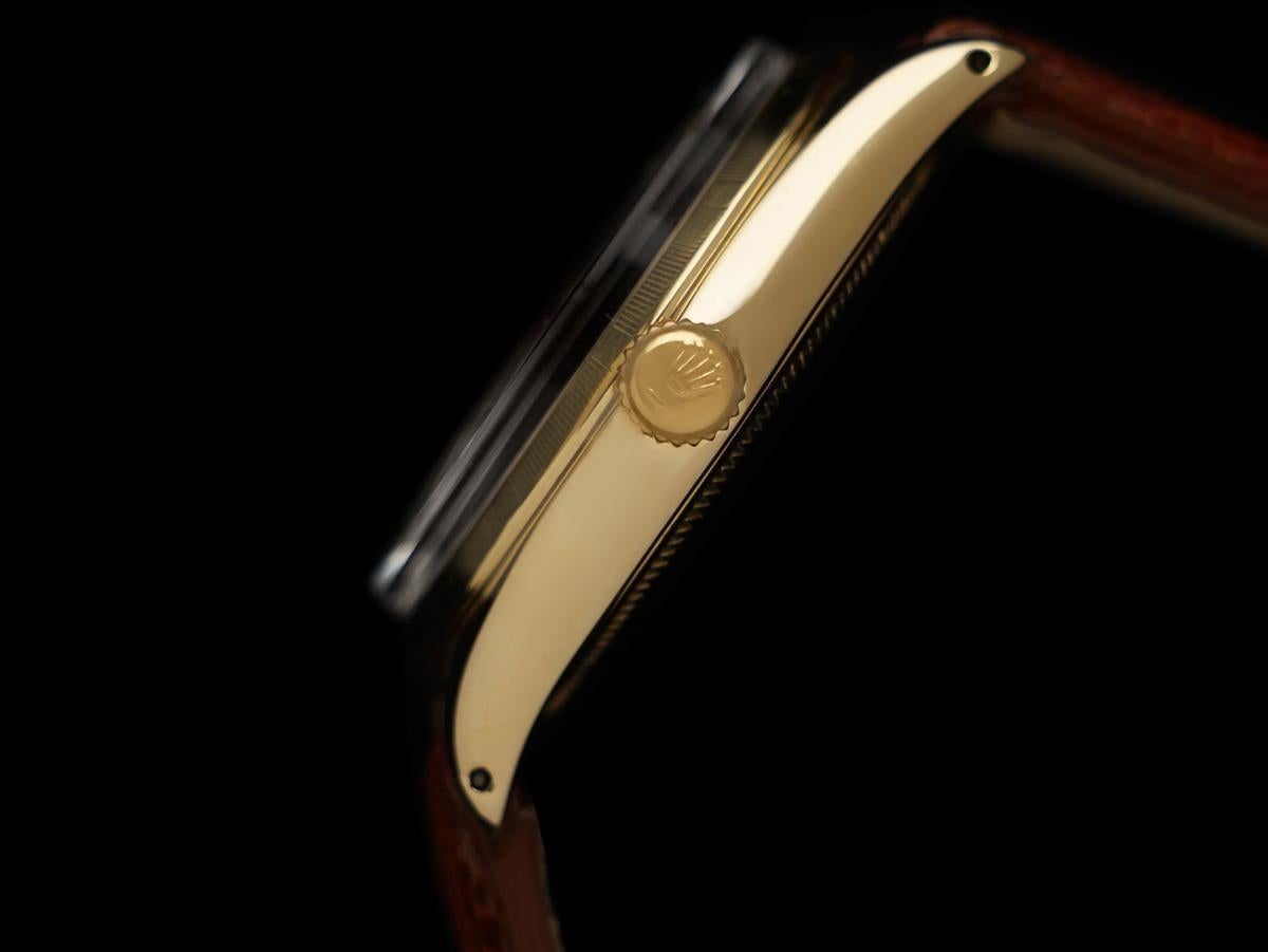 1964 Montre Rolex Oyster Perpetual Vintage By pour homme avec cadran souligné rare or 14K Pour hommes en vente