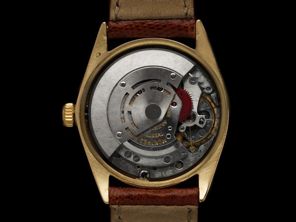 1964 Montre Rolex Oyster Perpetual Vintage By pour homme avec cadran souligné rare or 14K en vente 3