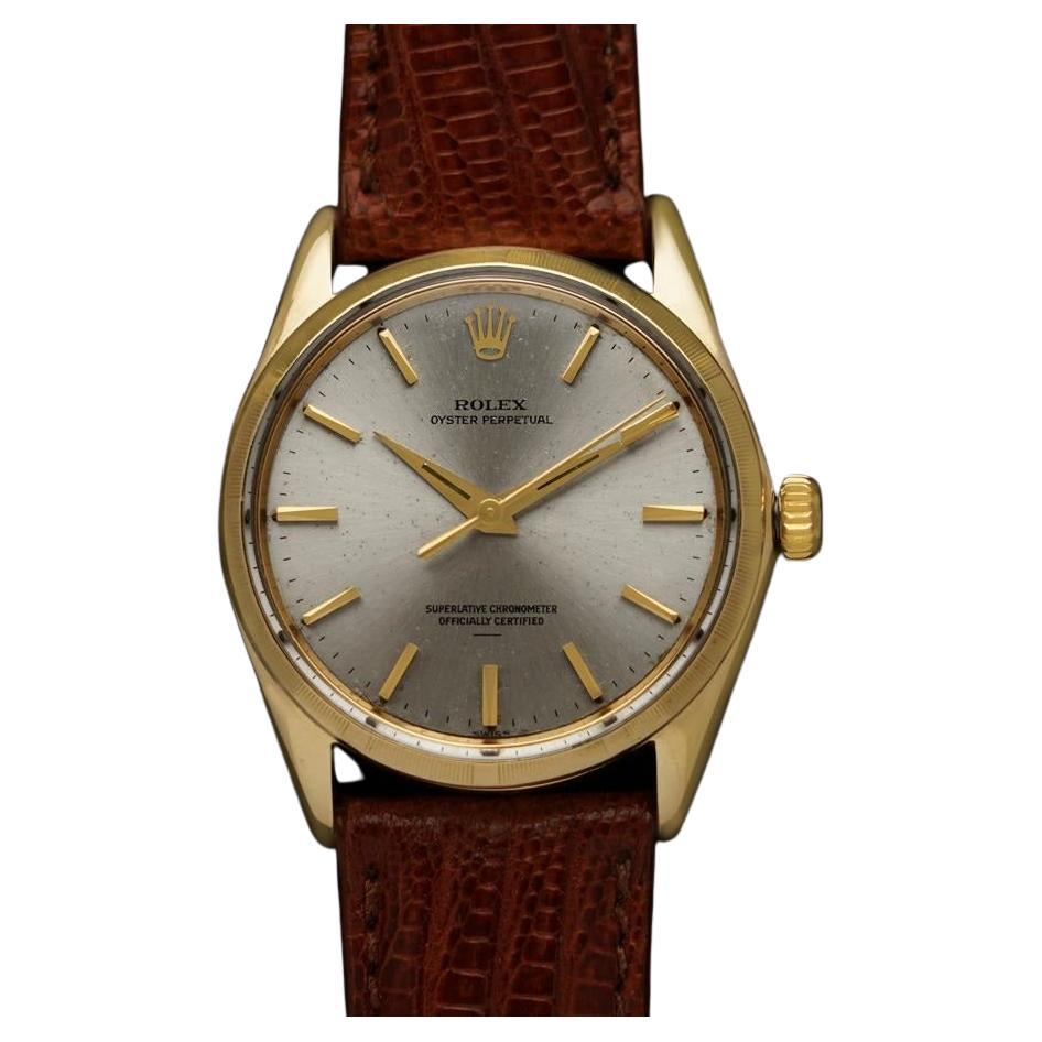 1964 Rolex Oyster Perpetual Vintage Herrenuhr mit seltenem Unterstrich Zifferblatt 14K Gold