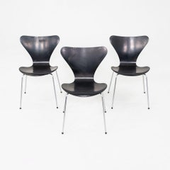 1964 Satz von 3 Arne Jacobsen für Fritz Hansen Esszimmerstühlen aus ebonisiertem Holz