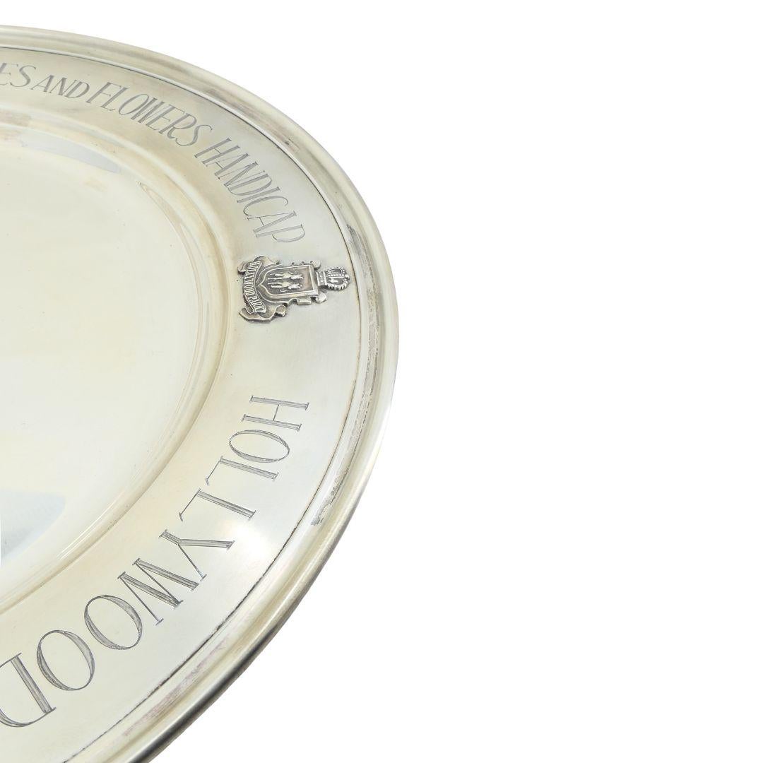 1964 Sterling Silver Lakes and Flowers Handicap Hollywood Park Trophy Plate For Sale 2