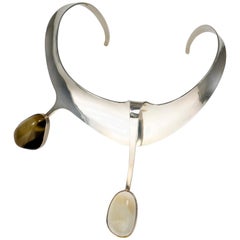 1964 Theresia Hvorslev Smokey Quartz, Rock Crystal and Sterling Silver Collar