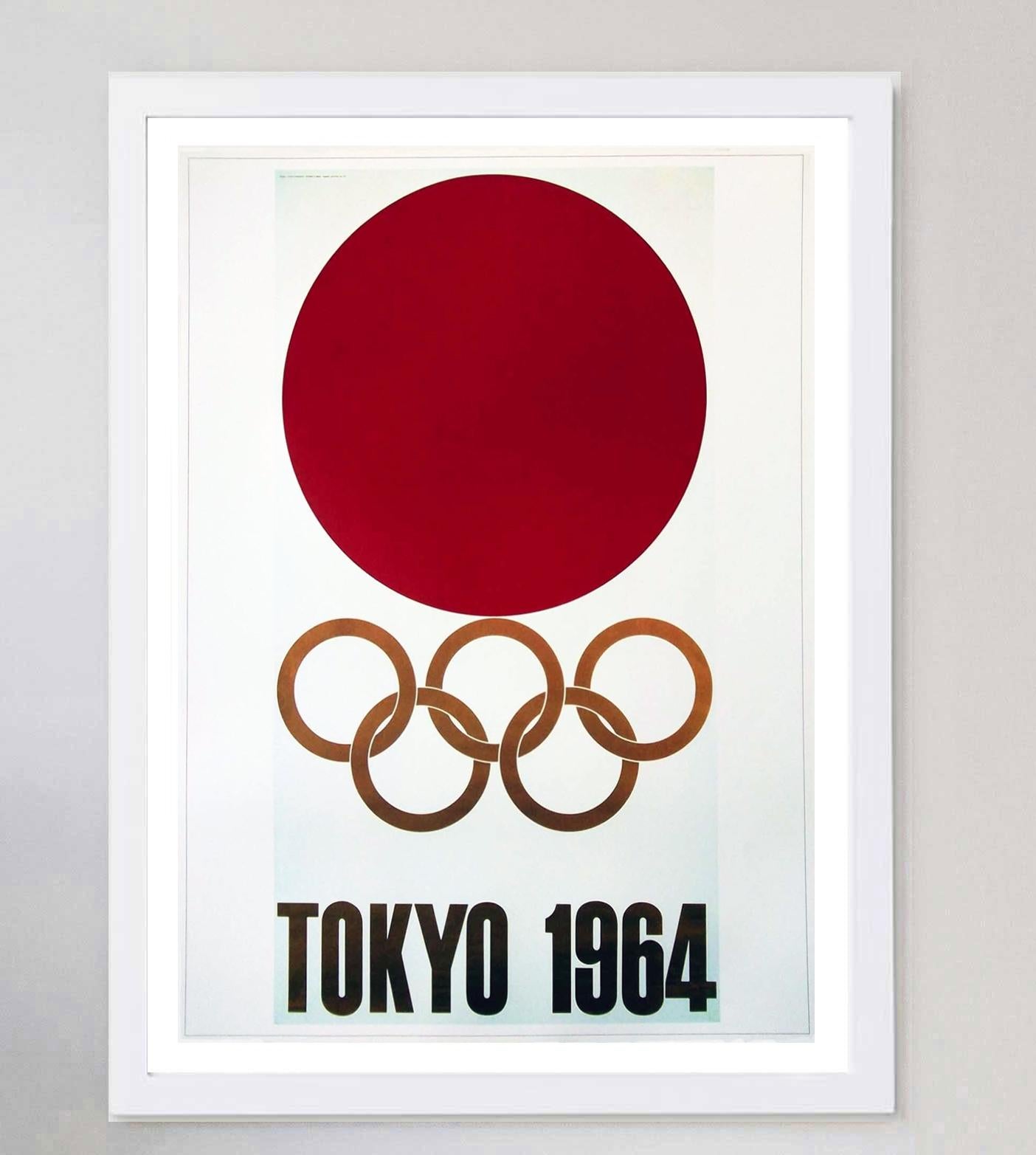 1964 Tokyo Olympic Games Original Vintage Poster In Good Condition For Sale In Winchester, GB