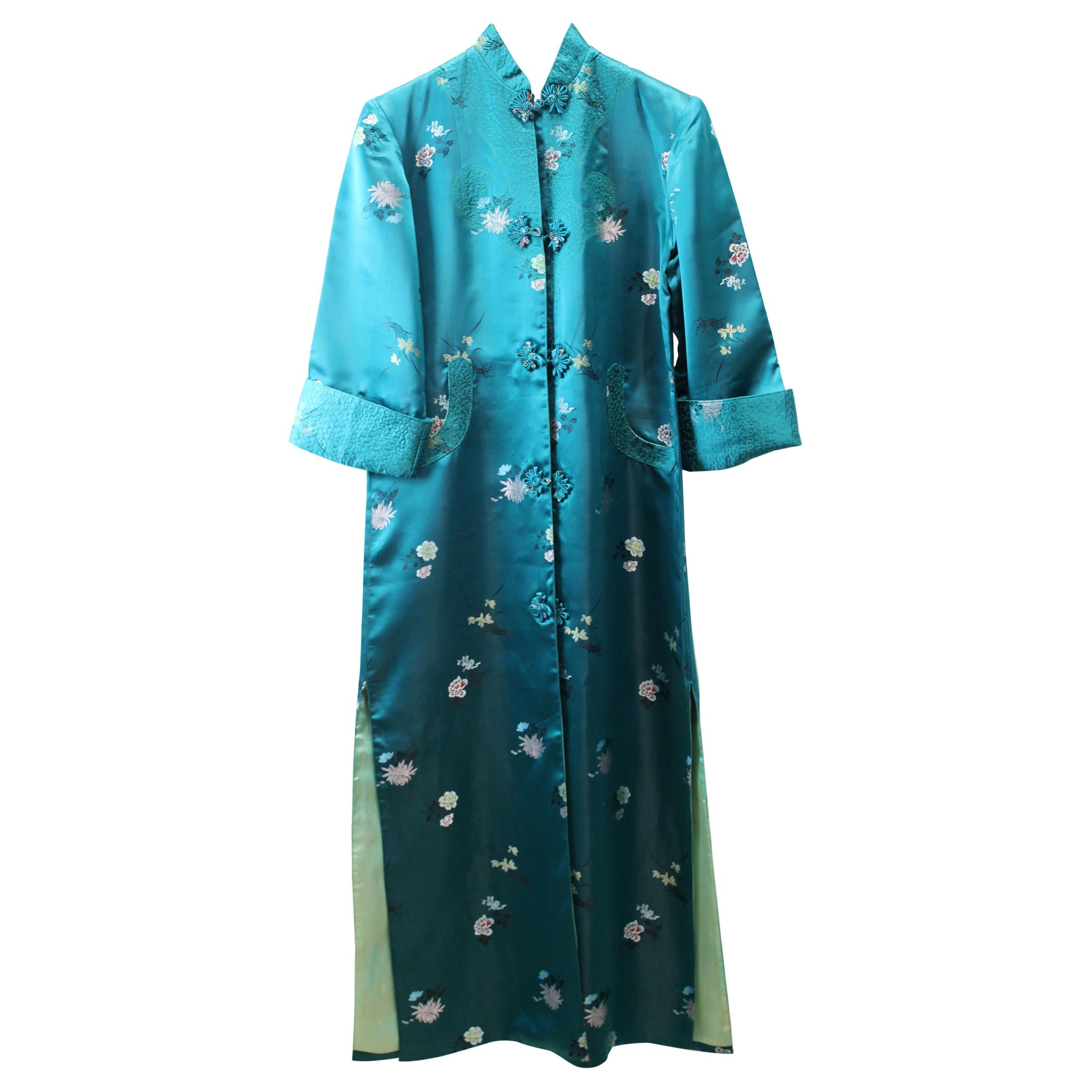 1964 Vintage Female Green Silk Kimono For Sale
