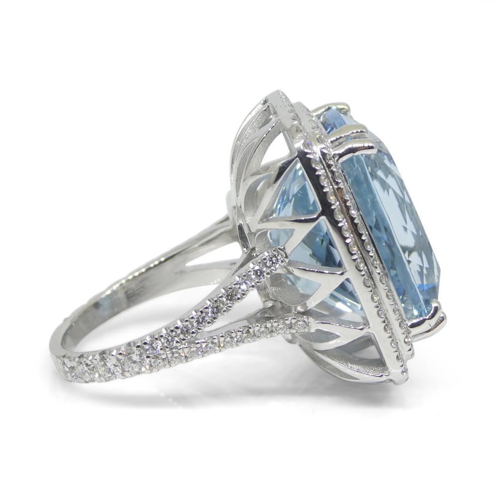 19.64ct Aquamarine, Diamond Cocktail/Statement Ring in 18K White Gold For Sale 4