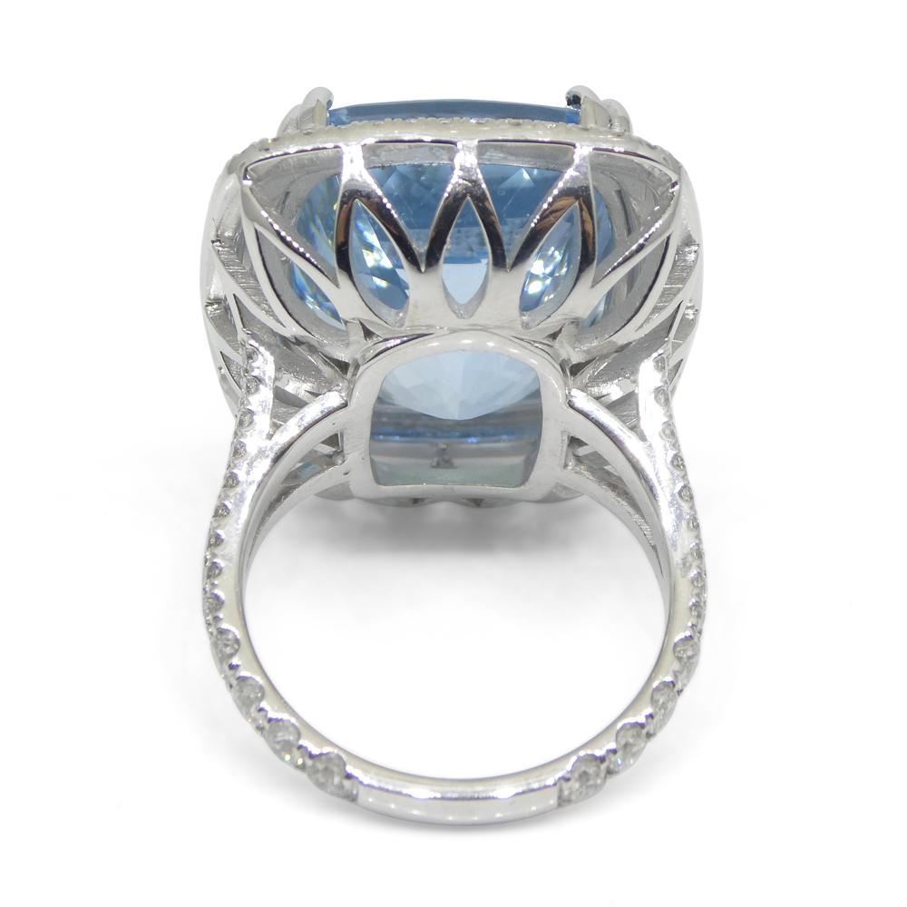19.64ct Aquamarine, Diamond Cocktail/Statement Ring in 18K White Gold For Sale 5