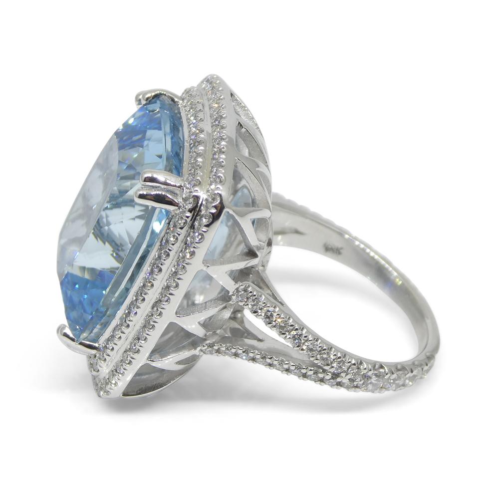 19.64ct Aquamarine, Diamond Cocktail/Statement Ring in 18K White Gold For Sale 6