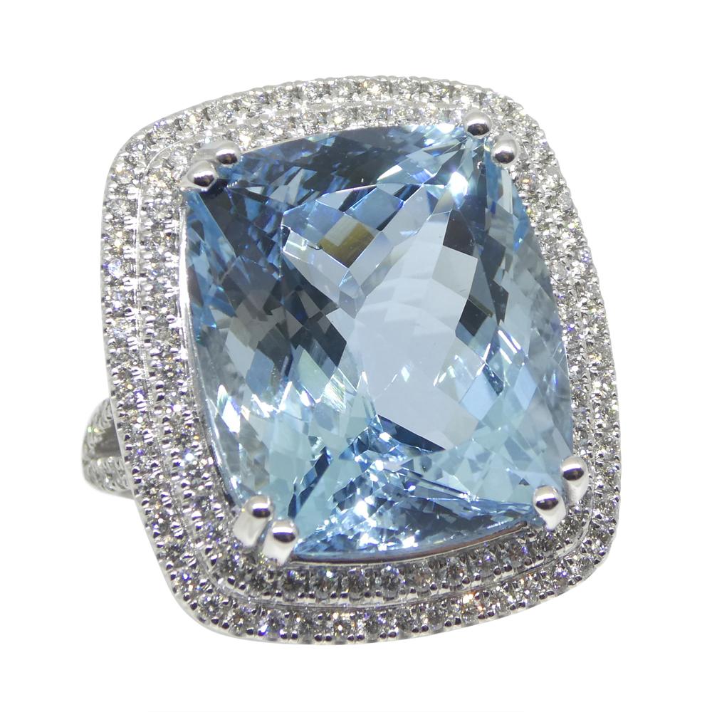 19.64ct Aquamarine, Diamond Cocktail/Statement Ring in 18K White Gold In New Condition For Sale In Toronto, Ontario