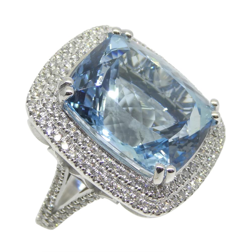 19.64ct Aquamarine, Diamond Cocktail/Statement Ring in 18K White Gold For Sale 1