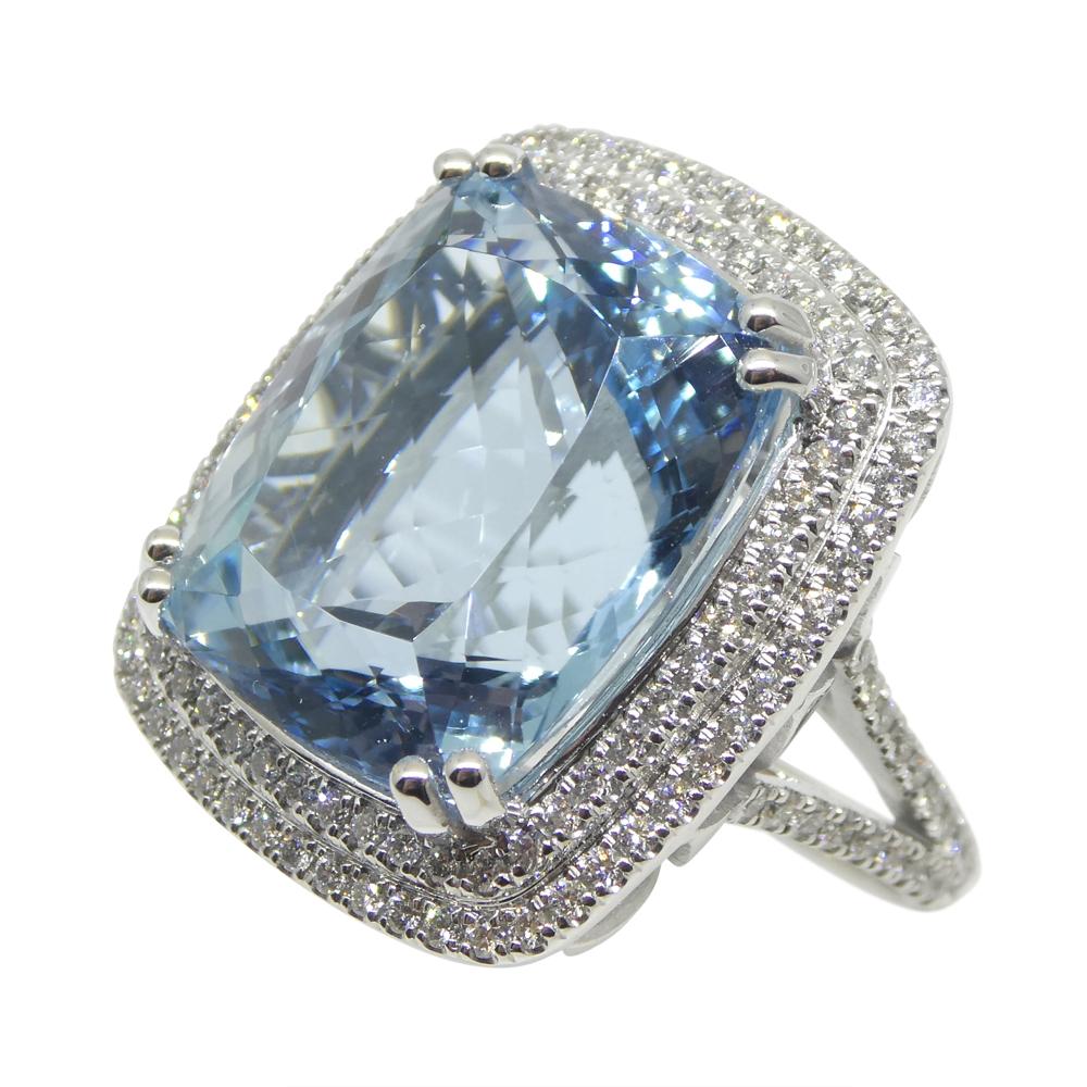 19.64ct Aquamarine, Diamond Cocktail/Statement Ring in 18K White Gold For Sale 2