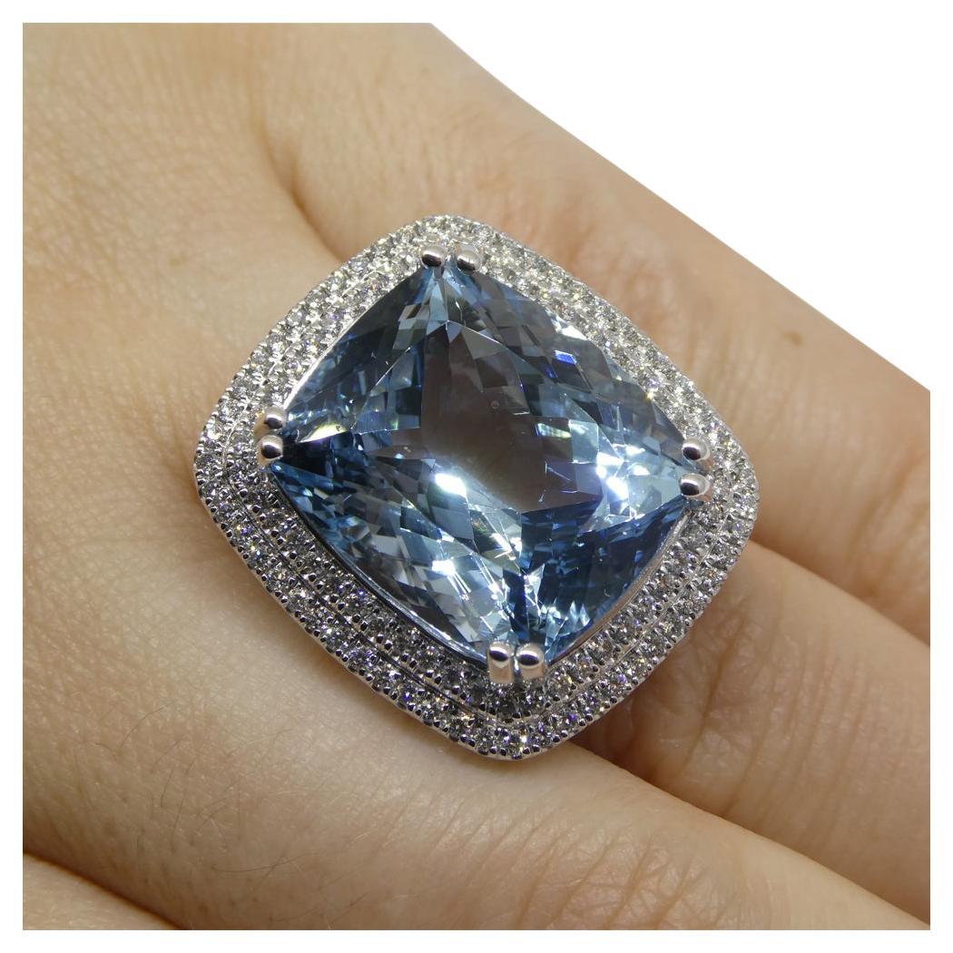 19.64ct Aquamarine, Diamond Cocktail/Statement Ring in 18K White Gold For Sale