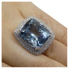 19.64 Karat Aquamarin, Diamant Cocktail-/Statement-Ring aus 18 Karat Weißgold