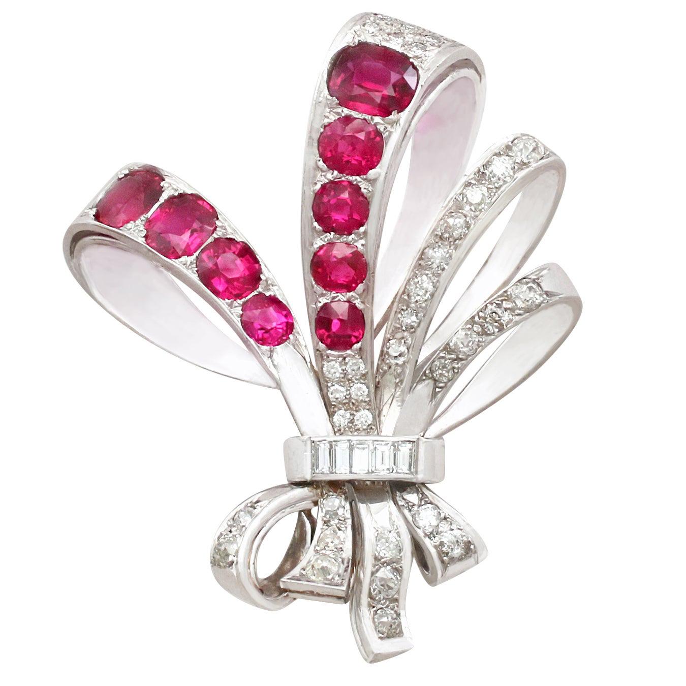 1965 5.75 Carat Ruby and 2.55 Carat Diamond Gold Brooch