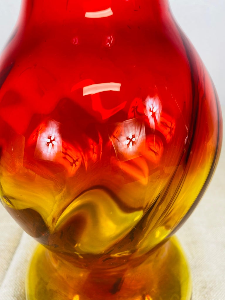 1965 Blenko Hand Blown Vase Bottle by Wayne Husted For Sale at 1stDibs